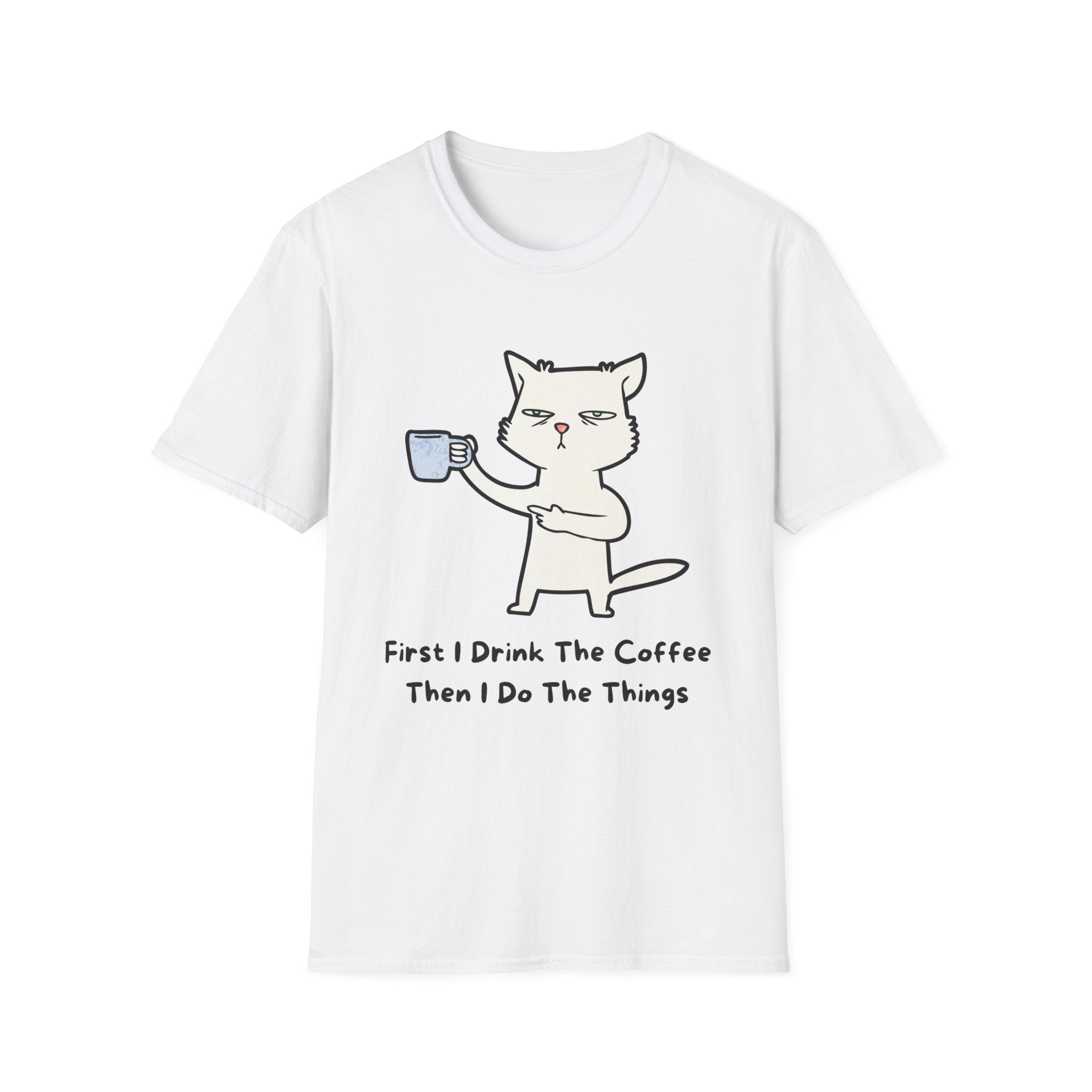 Coffee Cat Unisex T-Shirt, Funny Cat Tee