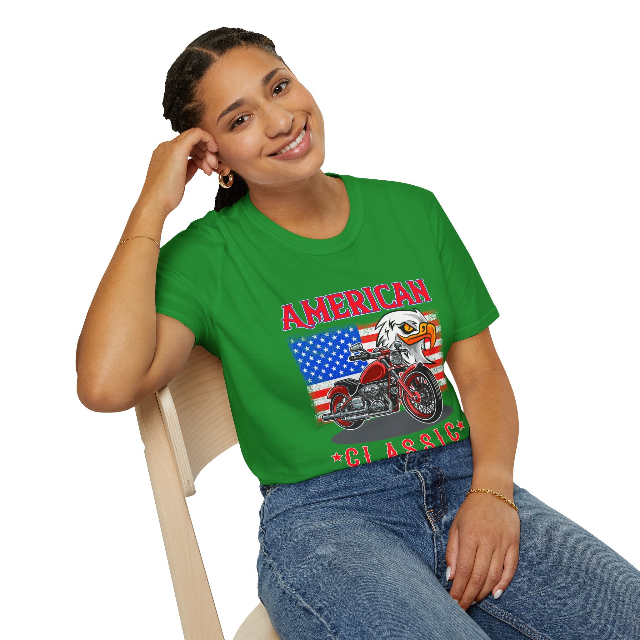 Patriotic Eagle Motorcycle T-Shirt, Unisex Casual Tee, American Rider Apparel, Independence Day Gift, Classic Style Shirt