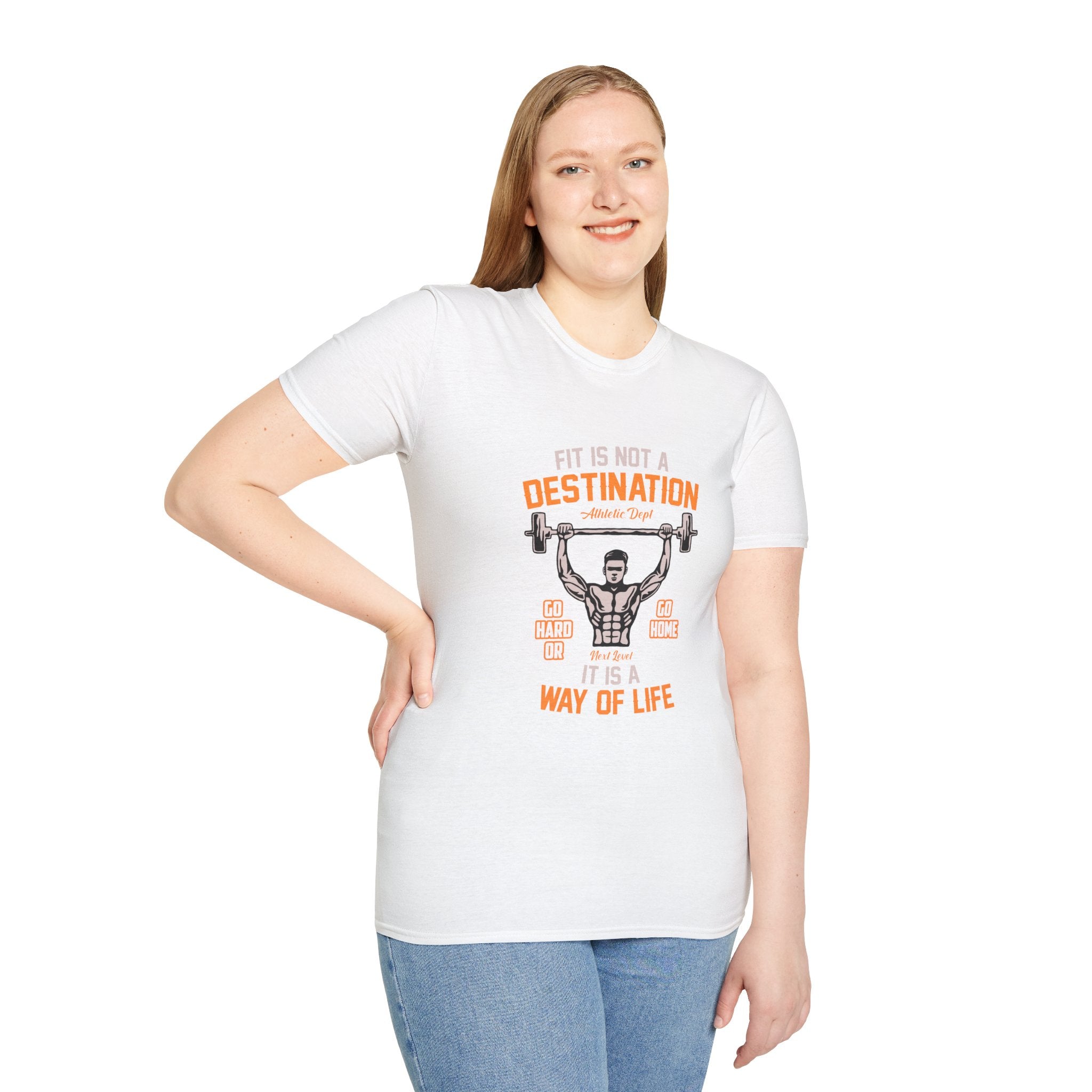 Fit Is Not a Destination Unisex Softstyle T-Shirt, Fitness Apparel, Motivational Tee, Gym Shirt, Gift for Fitness Lovers, Workout Top