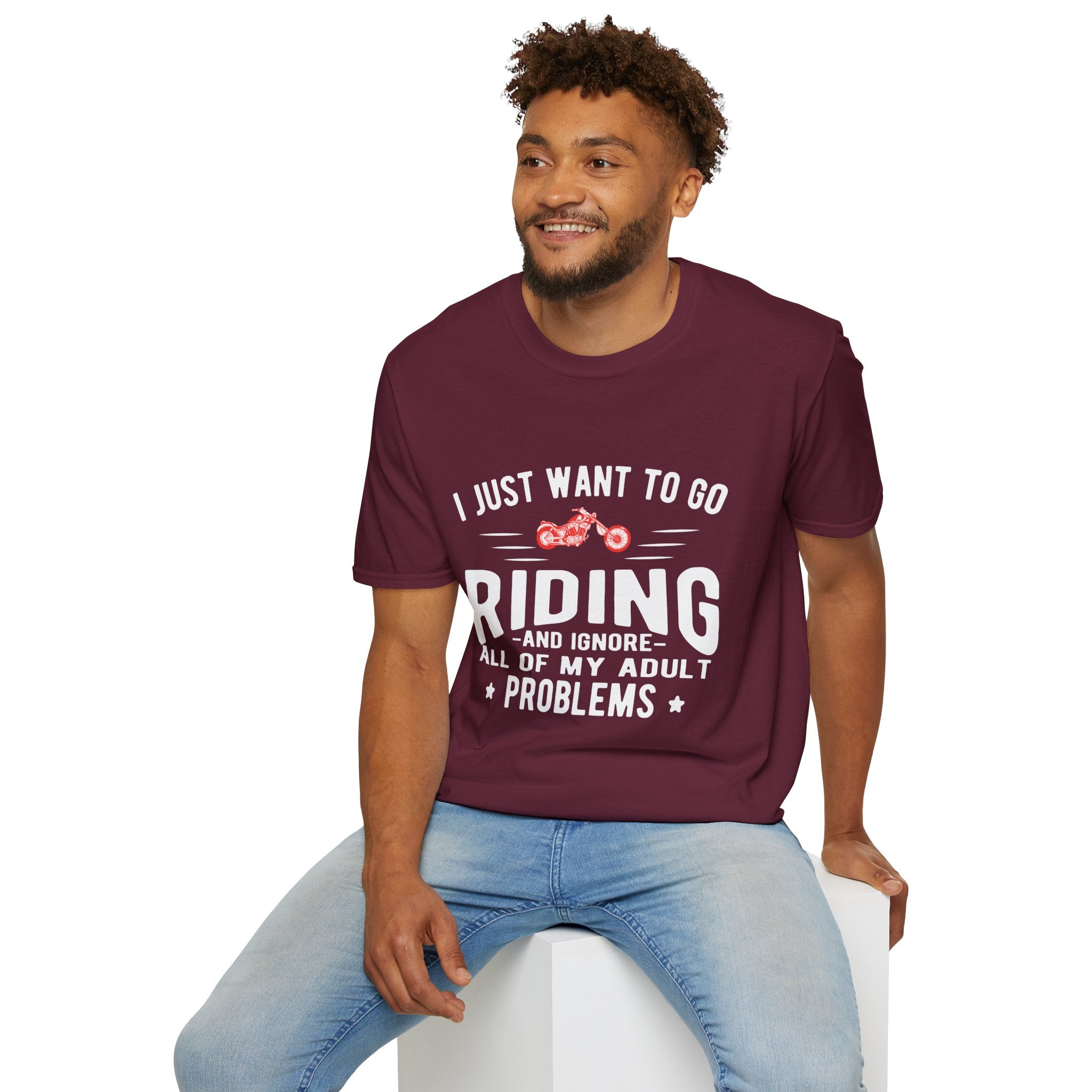 Funny Riding T-Shirt for Adults, Unisex Graphic Tee, Casual Wear, Gift for Riders, Adulting Humor Shirt