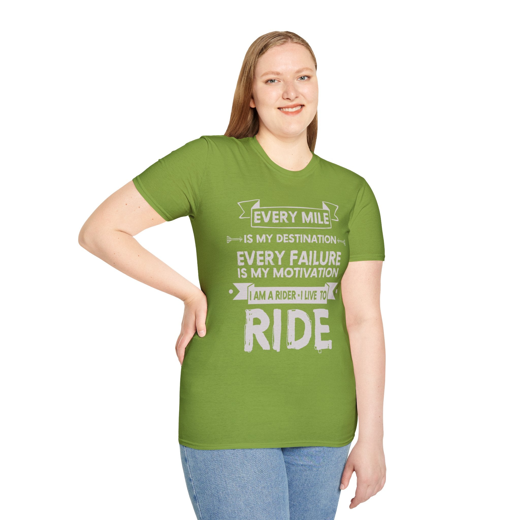Inspirational Rider T-Shirt | Every Mile Is My Destination | Fitness Gift for Cyclists, Motivational Tee, Unisex Apparel