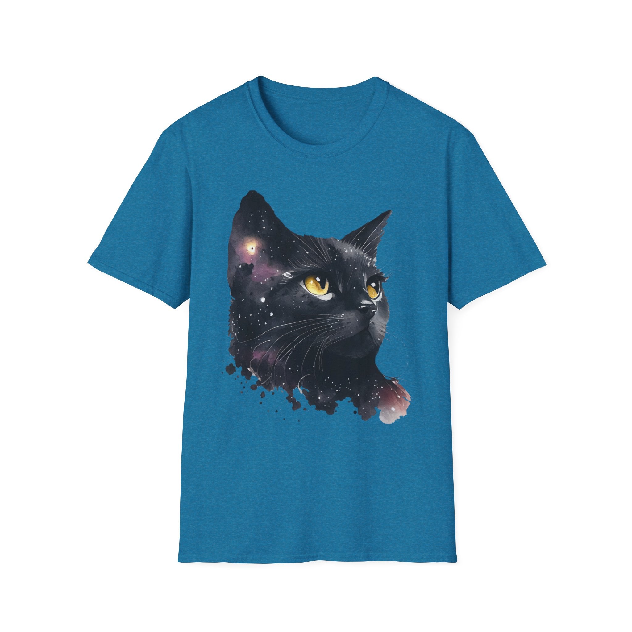Galactic Cat Unisex Softstyle T-Shirt | Cosmic Space Kitty Tee, Cat Lover Gift, Astrology Shirt, Unique Pet Apparel, Cute Astronomy Design