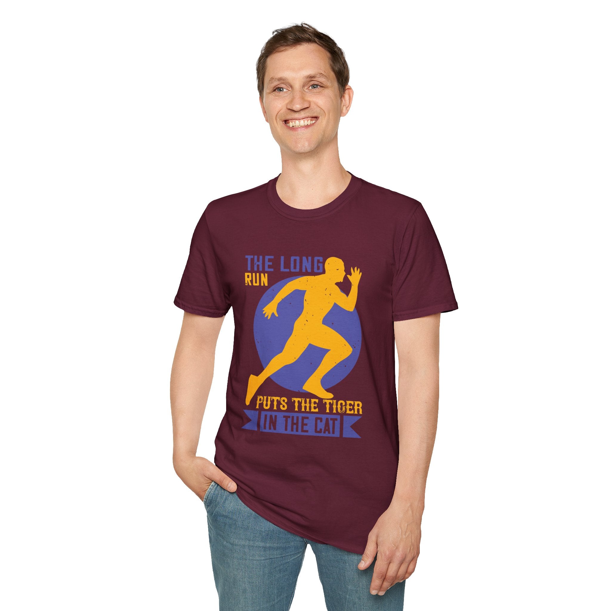Run Tiger Unisex Softstyle T-Shirt, Motivational Tee, Fitness Apparel