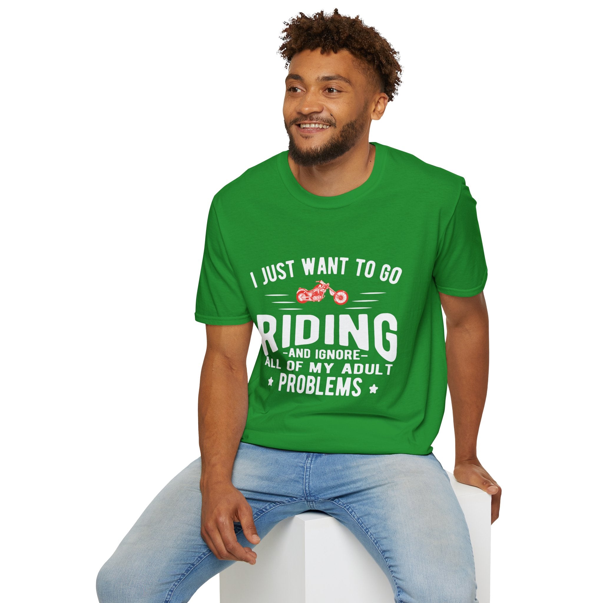 Funny Riding T-Shirt for Adults, Unisex Graphic Tee, Casual Wear, Gift for Riders, Adulting Humor Shirt