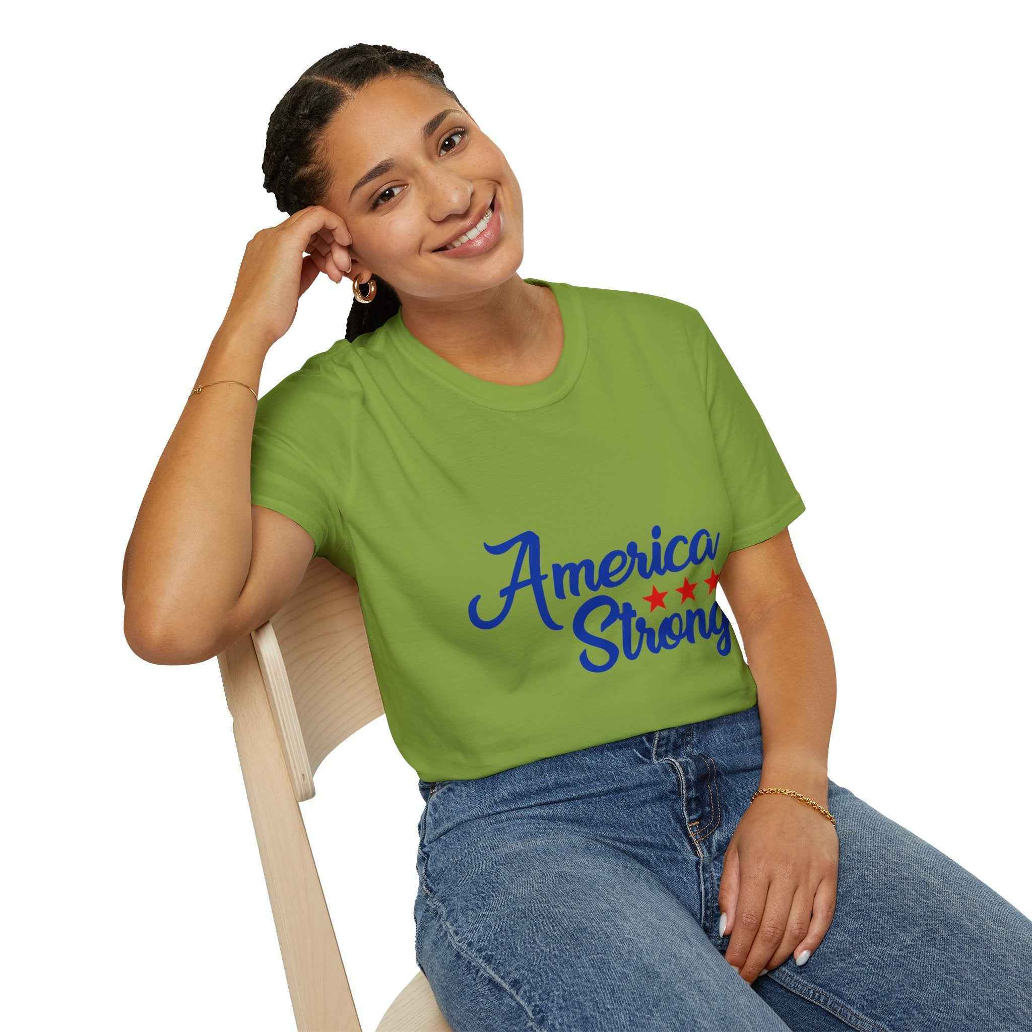 Unisex Softstyle T-Shirt - America Strong, Patriotic Tee, Casual Wear, Independence Day Outfit, Gift for Veterans, Summer Style