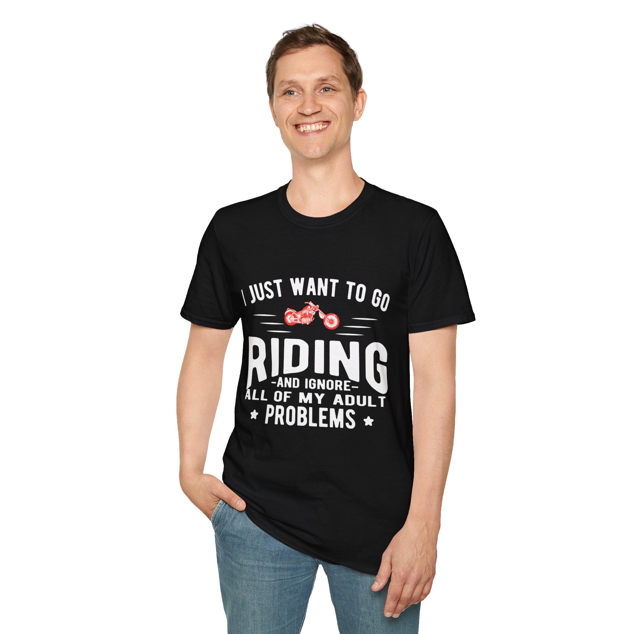 Funny Riding T-Shirt for Adults, Unisex Graphic Tee, Casual Wear, Gift for Riders, Adulting Humor Shirt