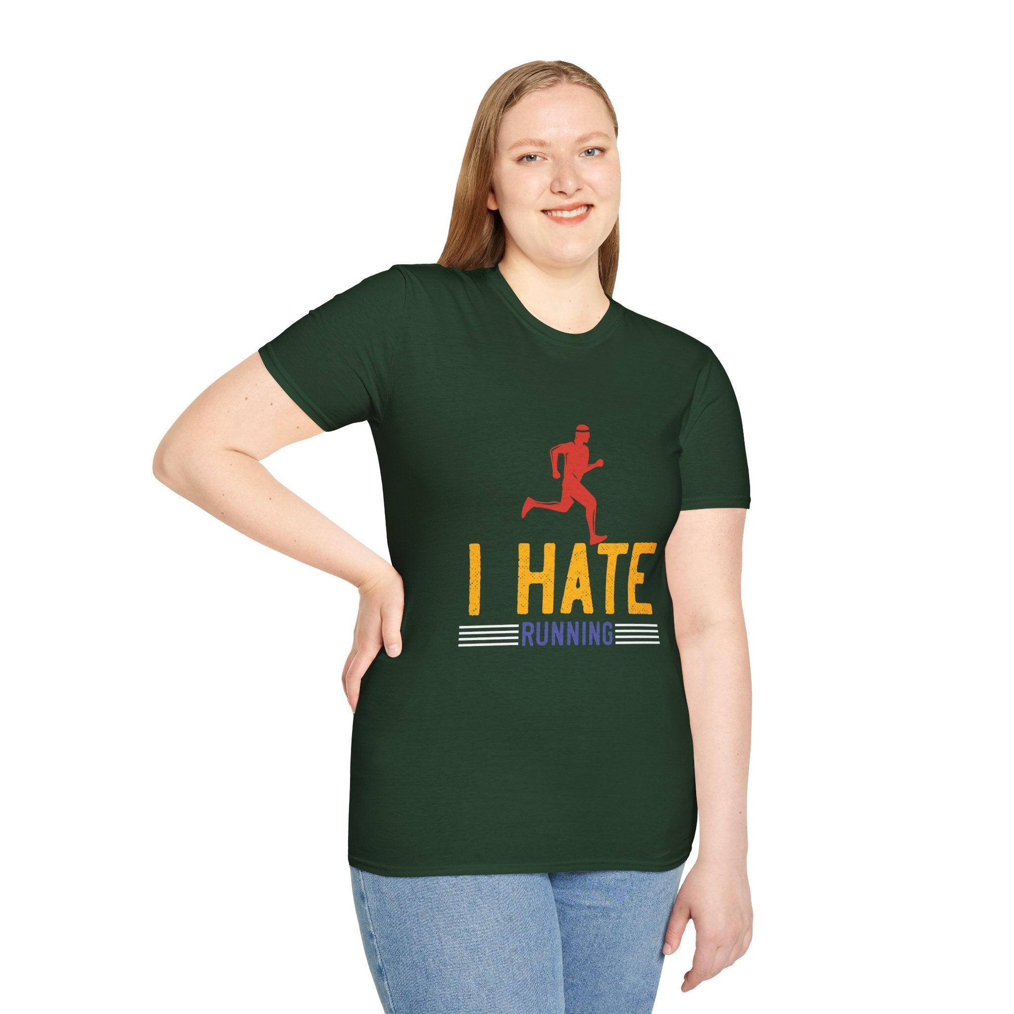 Unisex Softstyle T-Shirt with 'I Hate Running' Slogan