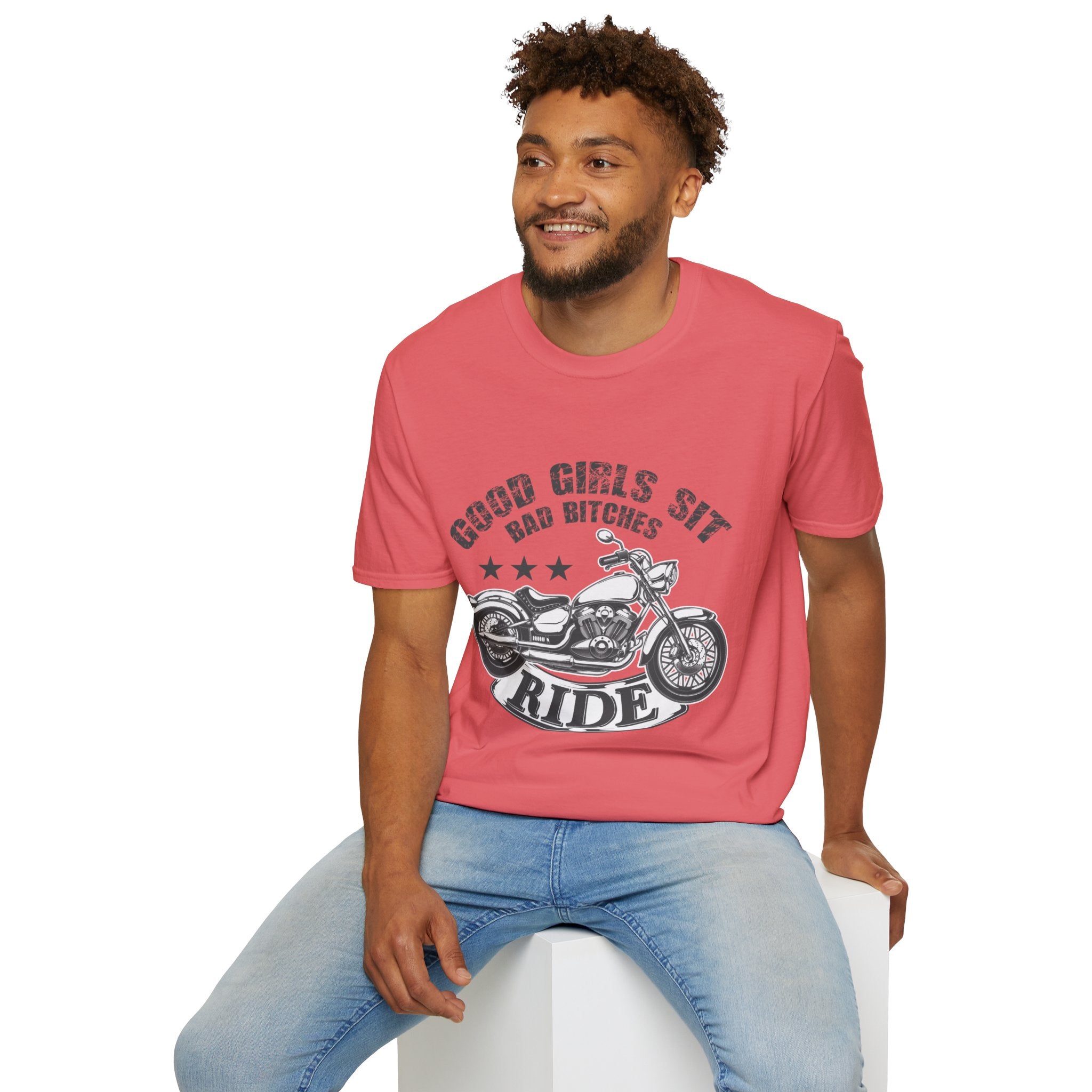 Good Girls Sit Bad Bitches Ride Unisex T-Shirt, Biker Tee, Gift for Motorcycle Lovers, Casual Wear, Birthday Gift