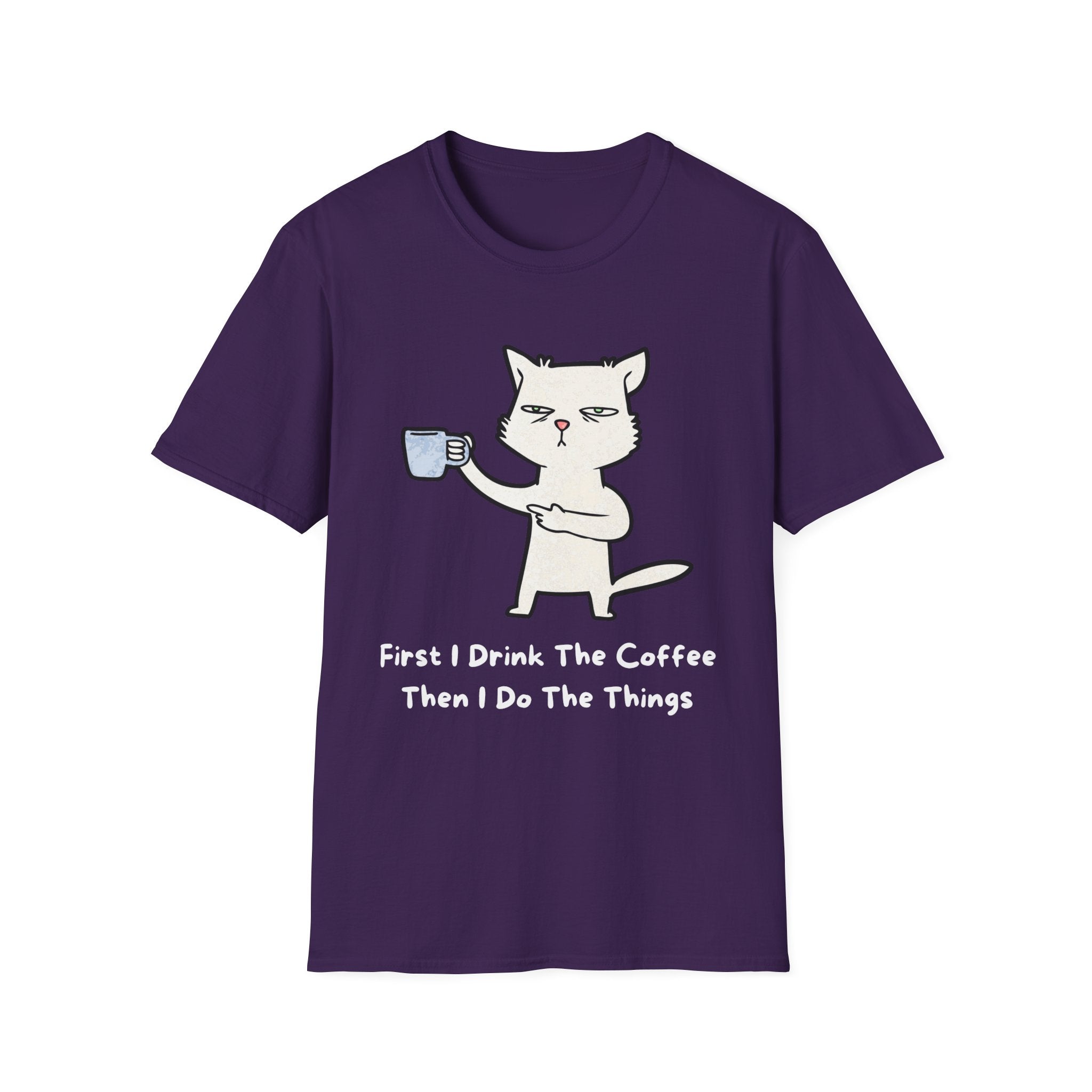 Coffee Cat Unisex T-Shirt, Funny Cat Tee