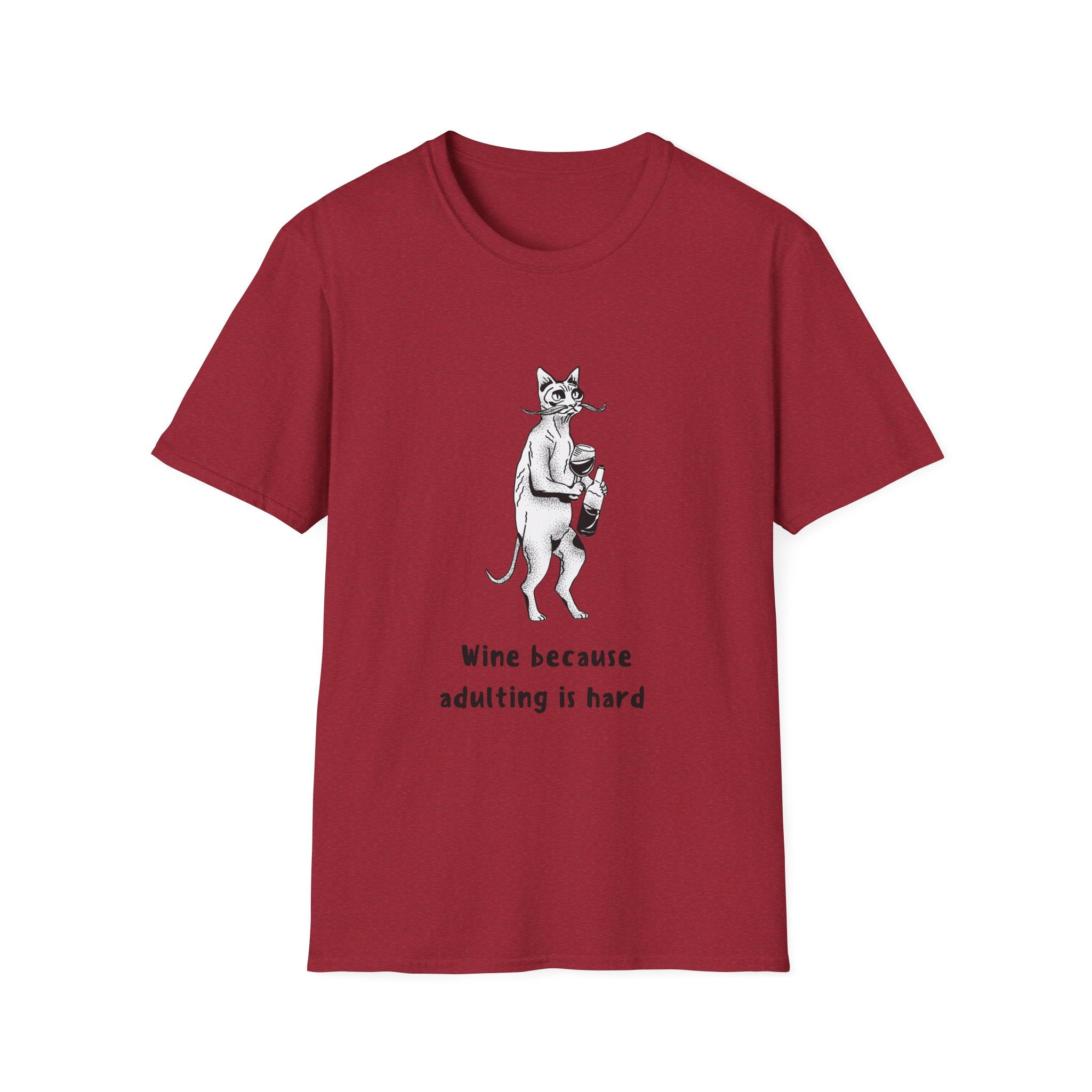 Funny Cat Adulting Quote Unisex T-Shirt, Wine Lovers Gift