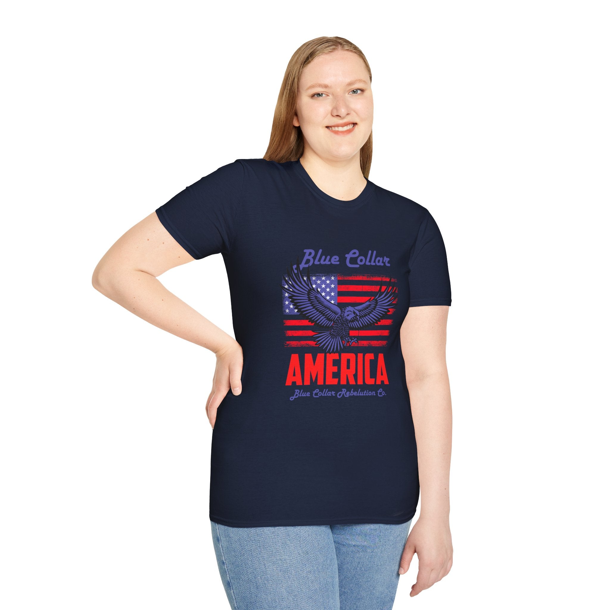 Patriotic Eagle T-Shirt, Blue Collar Pride Shirt, USA Independence Day Tee, Vintage American Apparel, Unisex Graphic Tee