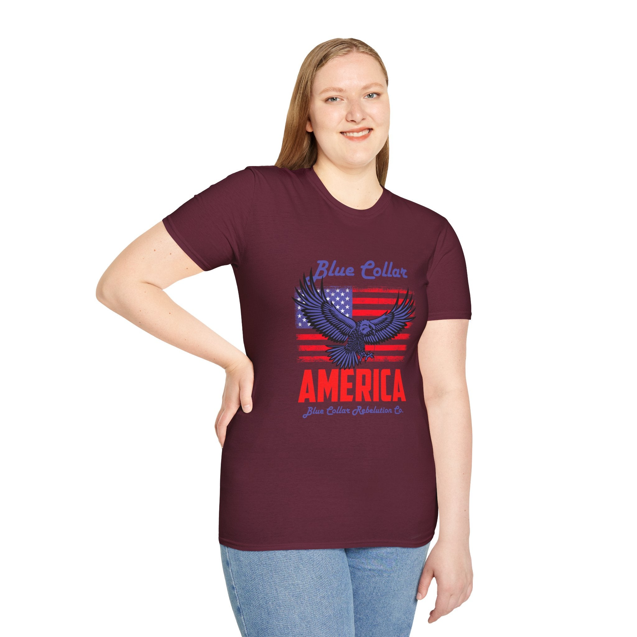 Patriotic Eagle T-Shirt, Blue Collar Pride Shirt, USA Independence Day Tee, Vintage American Apparel, Unisex Graphic Tee