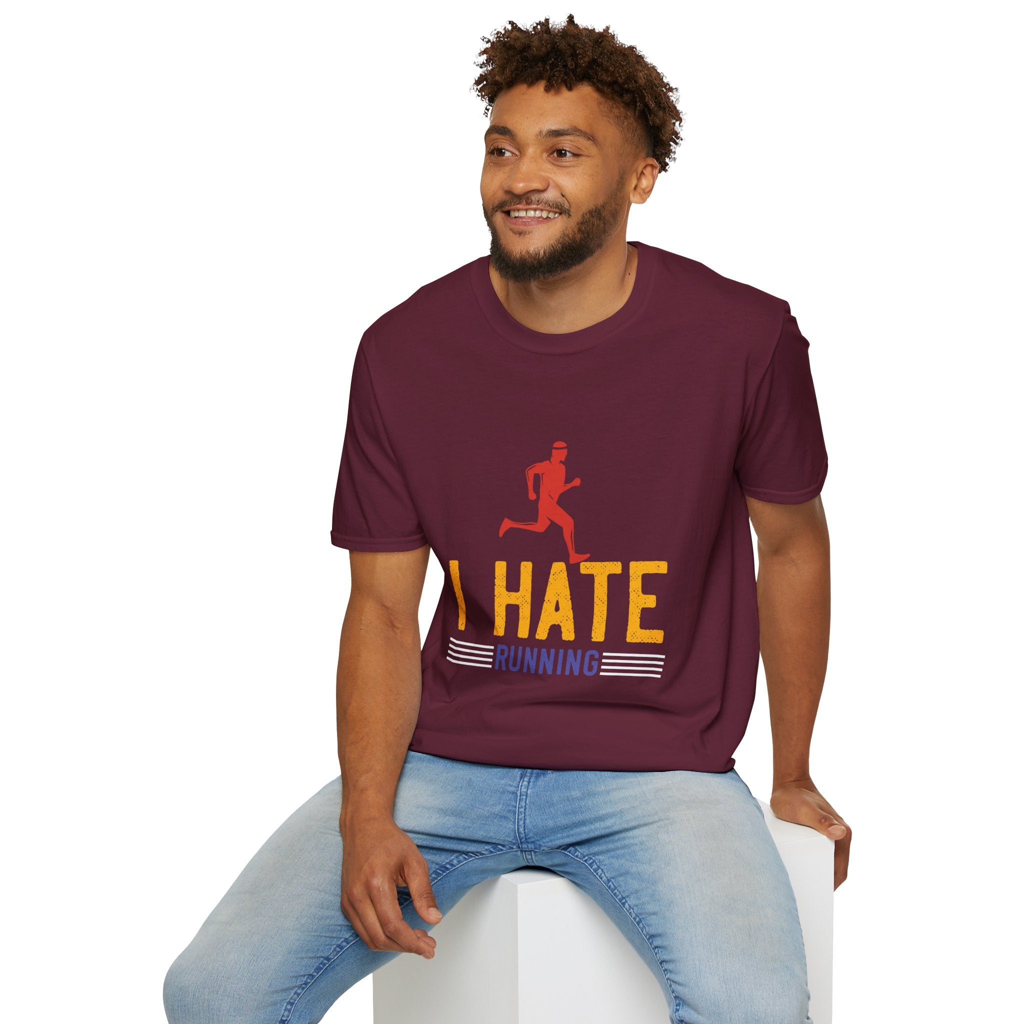Unisex Softstyle T-Shirt with 'I Hate Running' Slogan