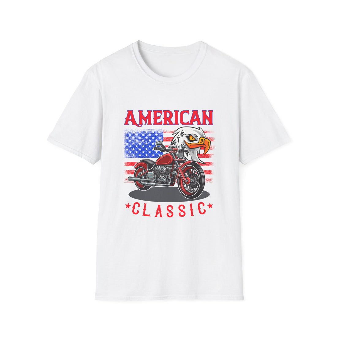 Patriotic Eagle Motorcycle T-Shirt, Unisex Casual Tee, American Rider Apparel, Independence Day Gift, Classic Style Shirt