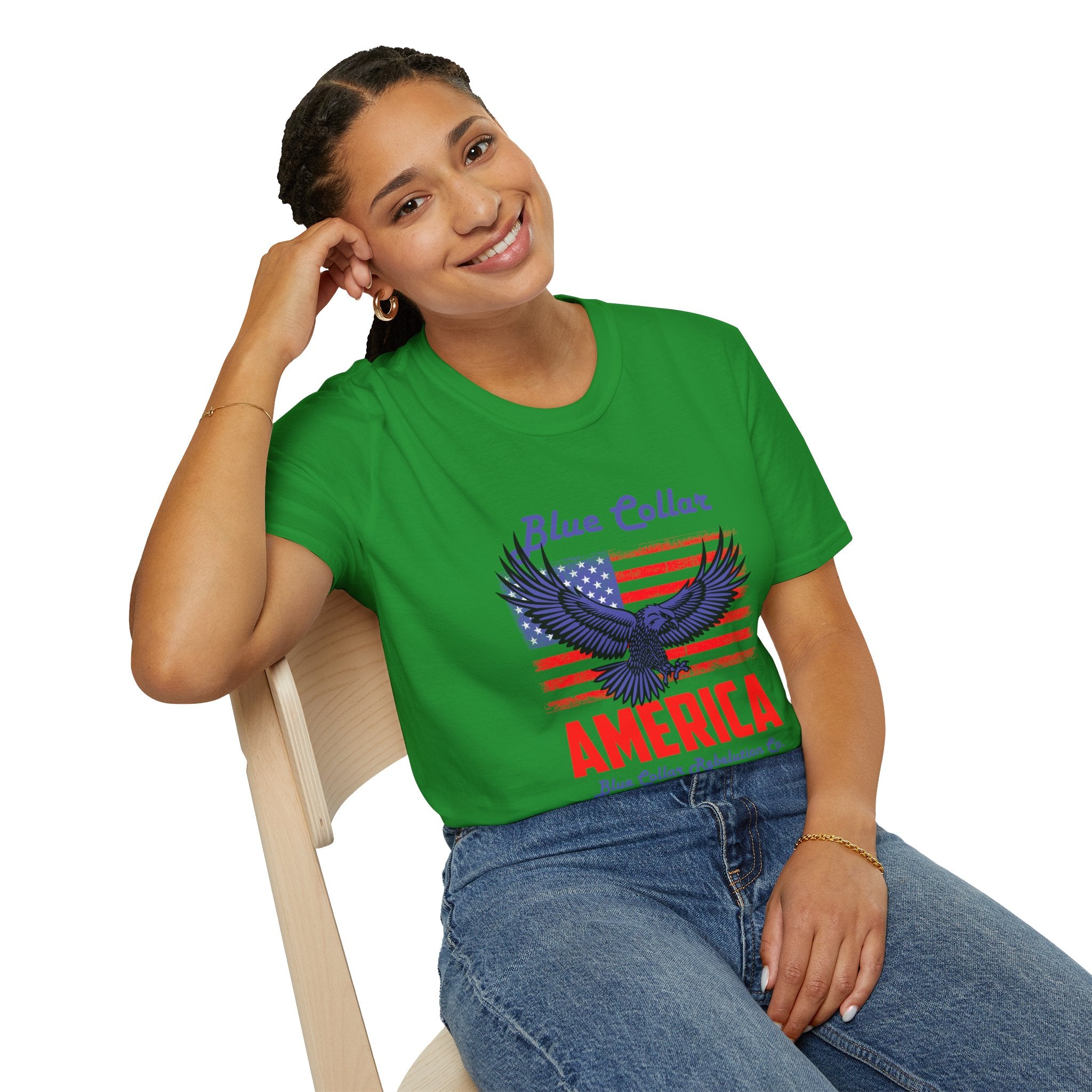 Patriotic Eagle T-Shirt, Blue Collar Pride Shirt, USA Independence Day Tee, Vintage American Apparel, Unisex Graphic Tee