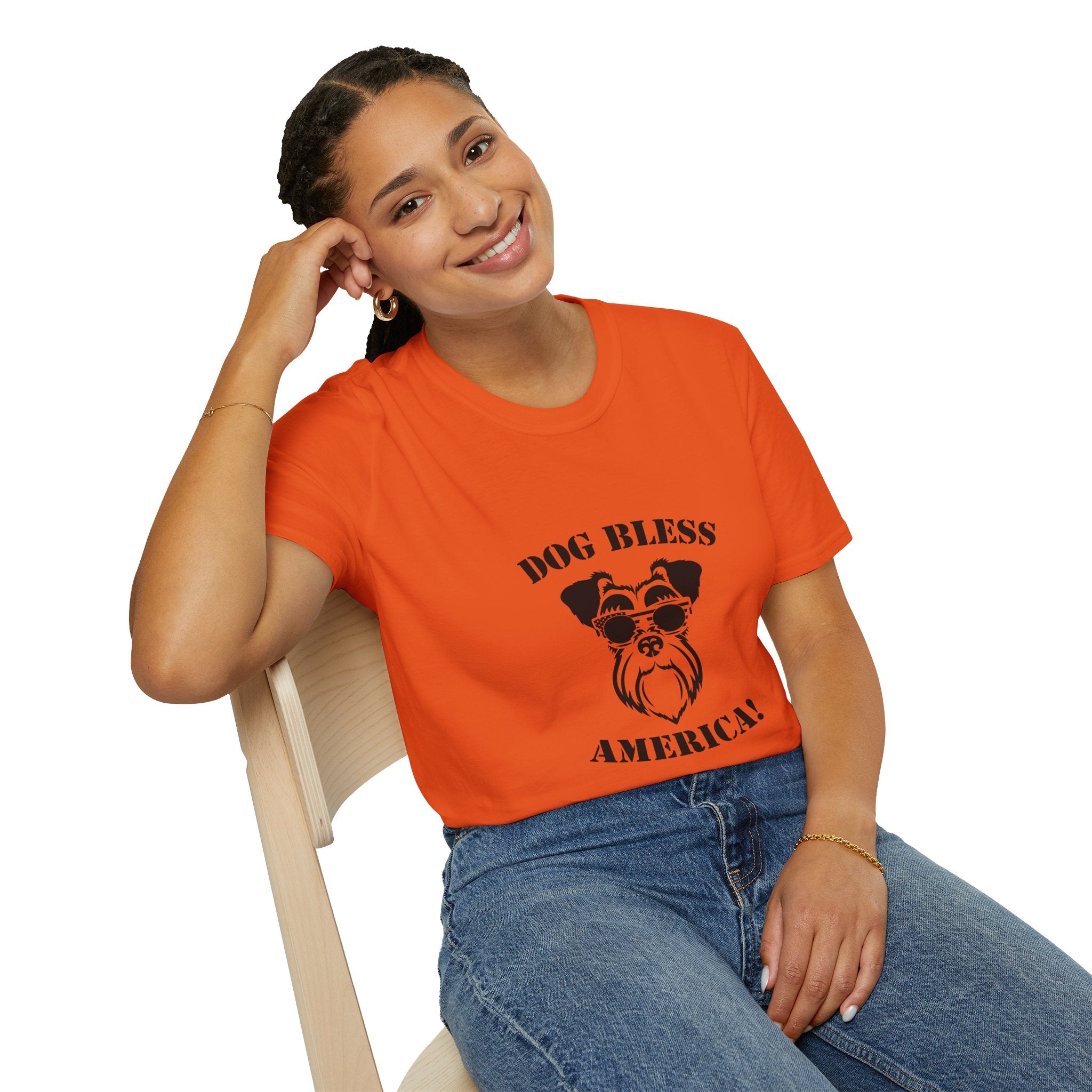 Dog Bless America T-Shirt, Unisex Tee, Dog Lover Gift, Independence Day Apparel, Pet Enthusiast Shirt, Cute Animal T-Shirt