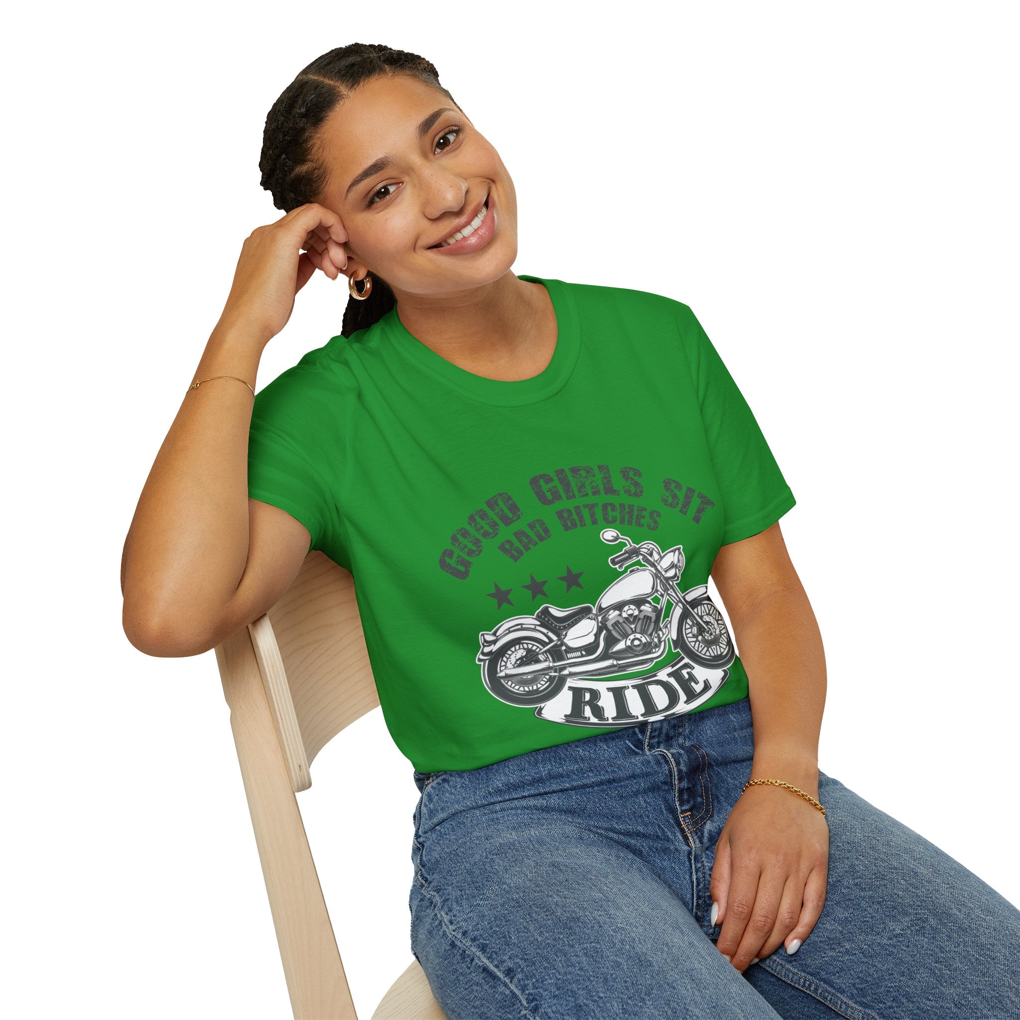 Good Girls Sit Bad Bitches Ride Unisex T-Shirt, Biker Tee, Gift for Motorcycle Lovers, Casual Wear, Birthday Gift
