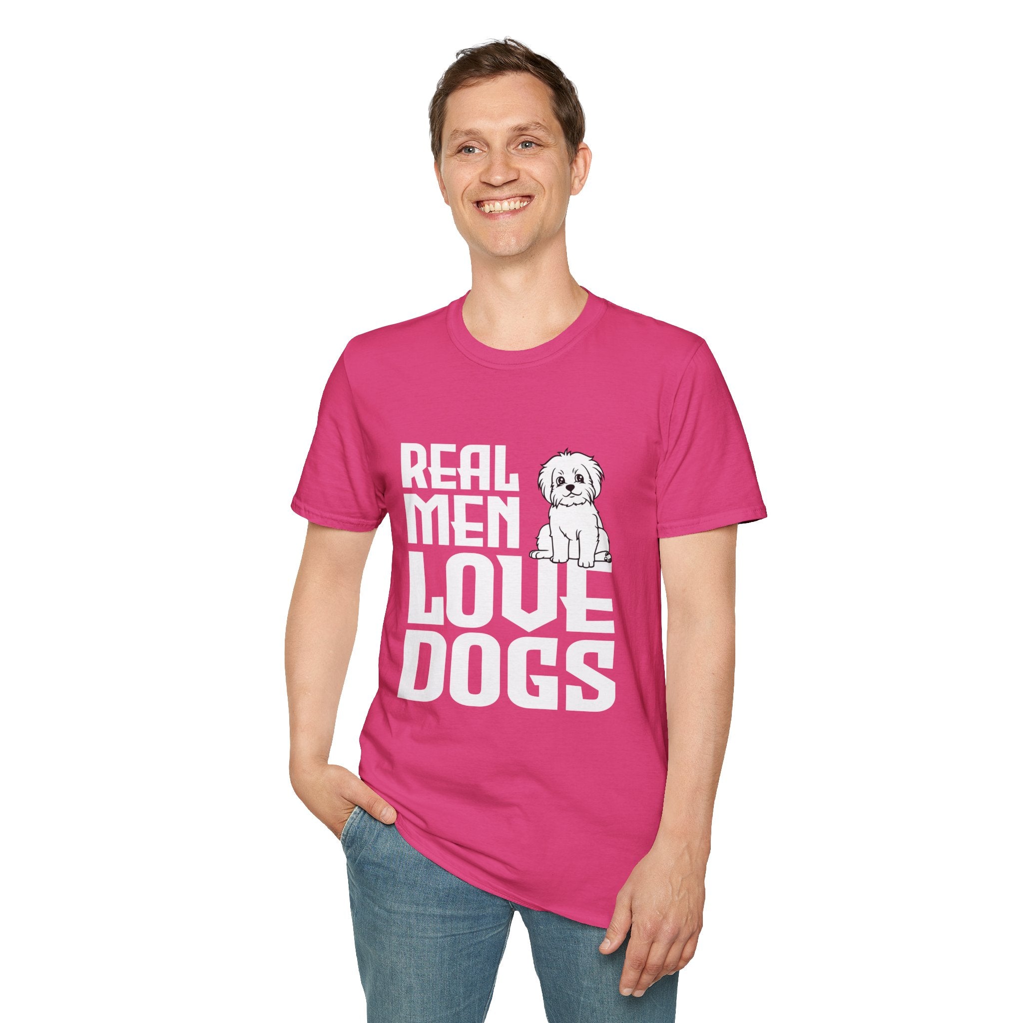 Unisex Dog Lover T-Shirt, Real Men Love Dogs Tee, Pet Owner Apparel, Gift for Dog Dads, Perfect for Birthdays