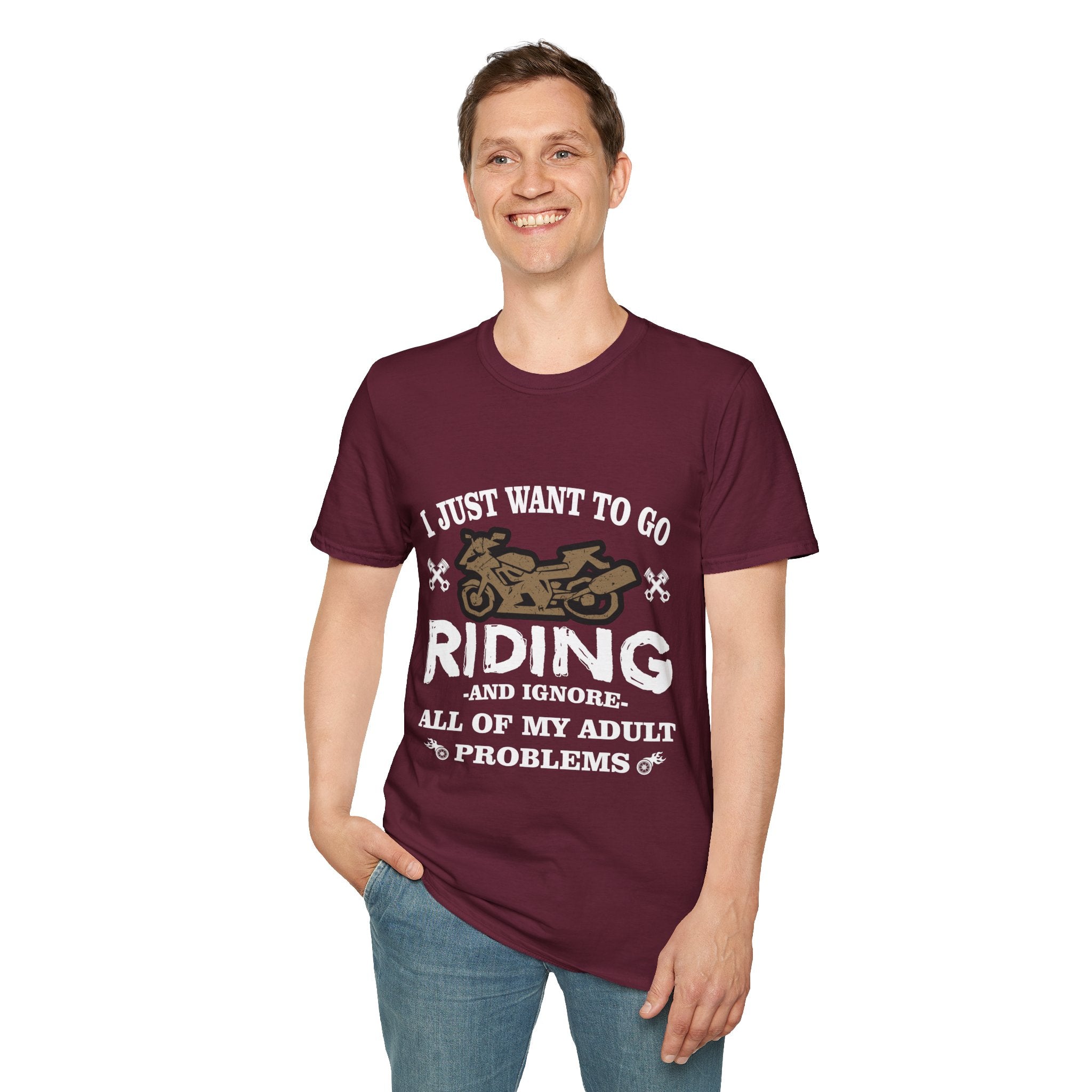 Unisex Riding T-Shirt - Perfect for Bikers, Adulting Humor, Birthdays, Gifts for Him, Summer Wear