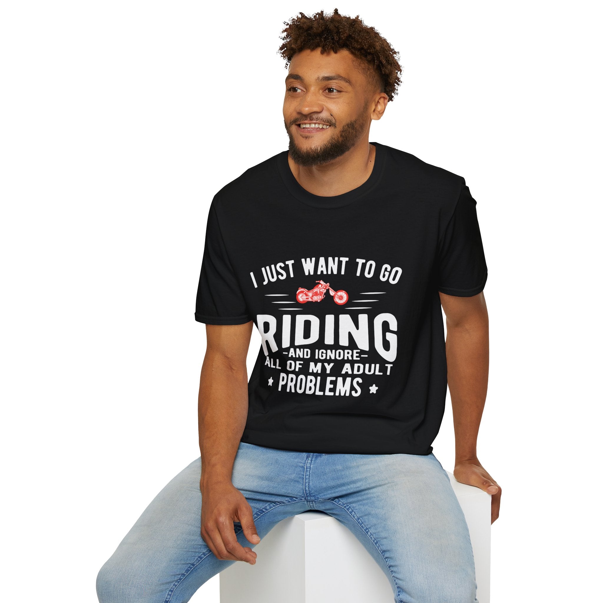 Funny Riding T-Shirt for Adults, Unisex Graphic Tee, Casual Wear, Gift for Riders, Adulting Humor Shirt
