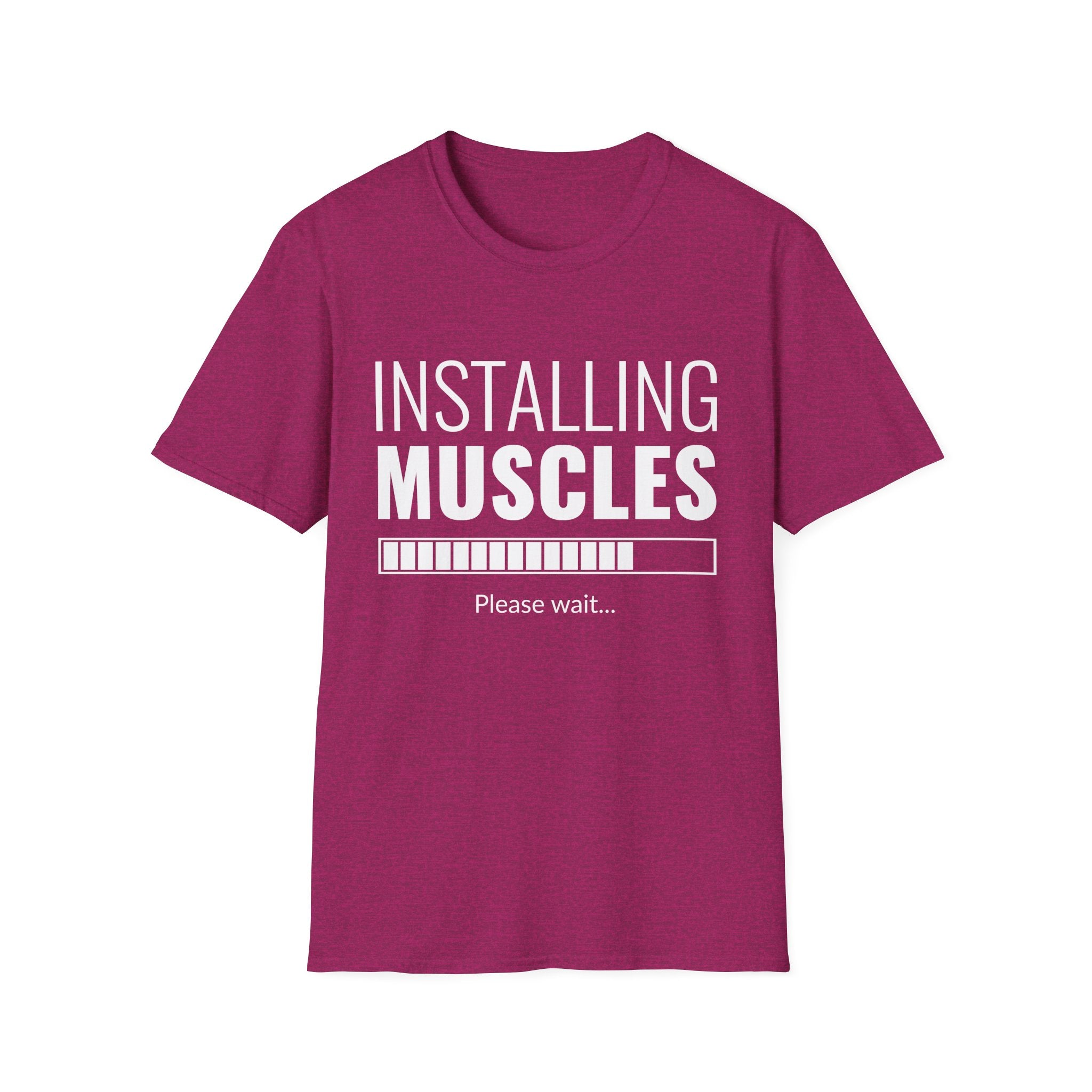 Funny Workout T-Shirt for Fitness Lovers, Gym Humor Shirt, Gift for Him or Her, Installing Muscles Tee, Soft and Comfortable Top