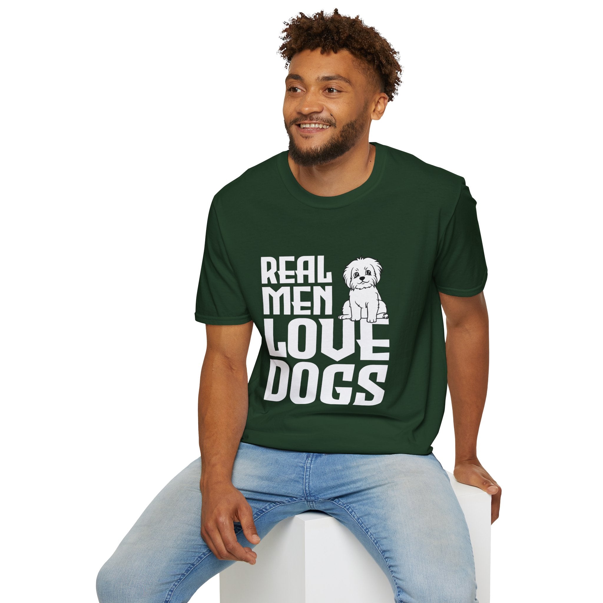 Unisex Dog Lover T-Shirt, Real Men Love Dogs Tee, Pet Owner Apparel, Gift for Dog Dads, Perfect for Birthdays