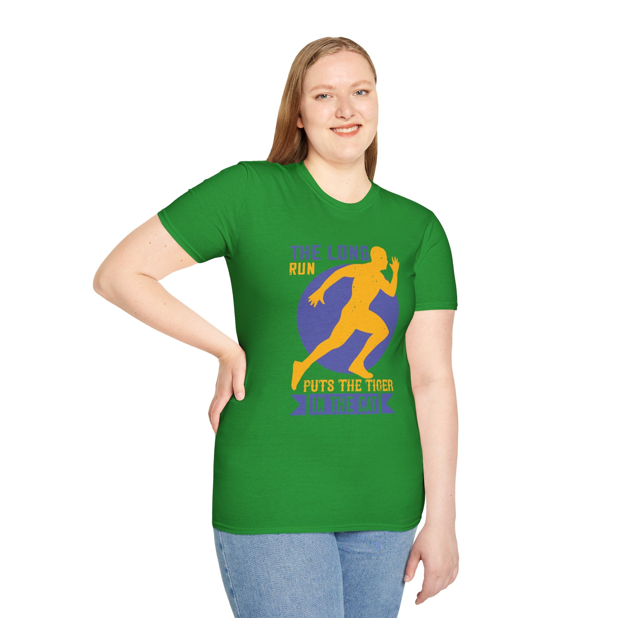 Run Tiger Unisex Softstyle T-Shirt, Motivational Tee, Fitness Apparel