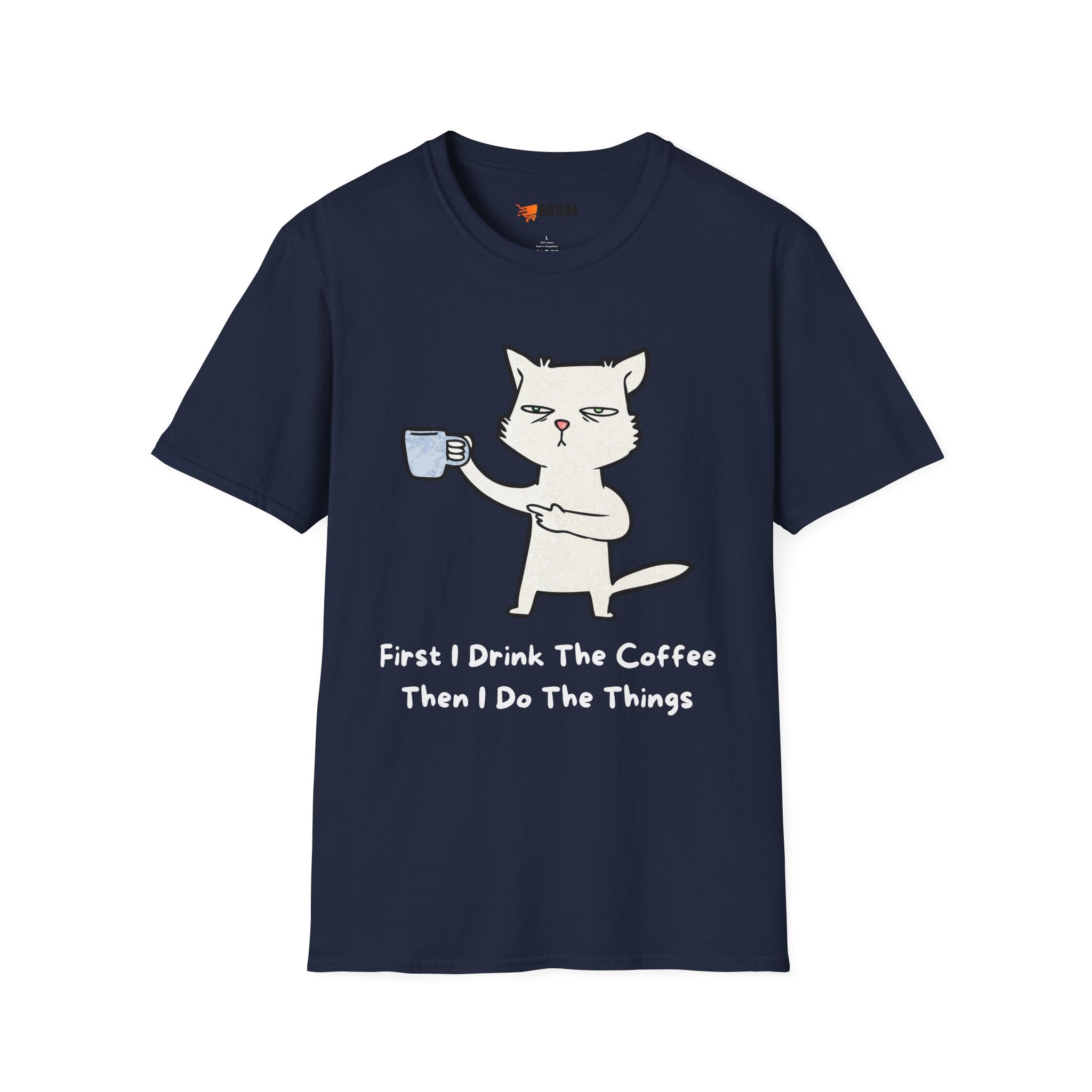 Coffee Cat Unisex T-Shirt, Funny Cat Tee