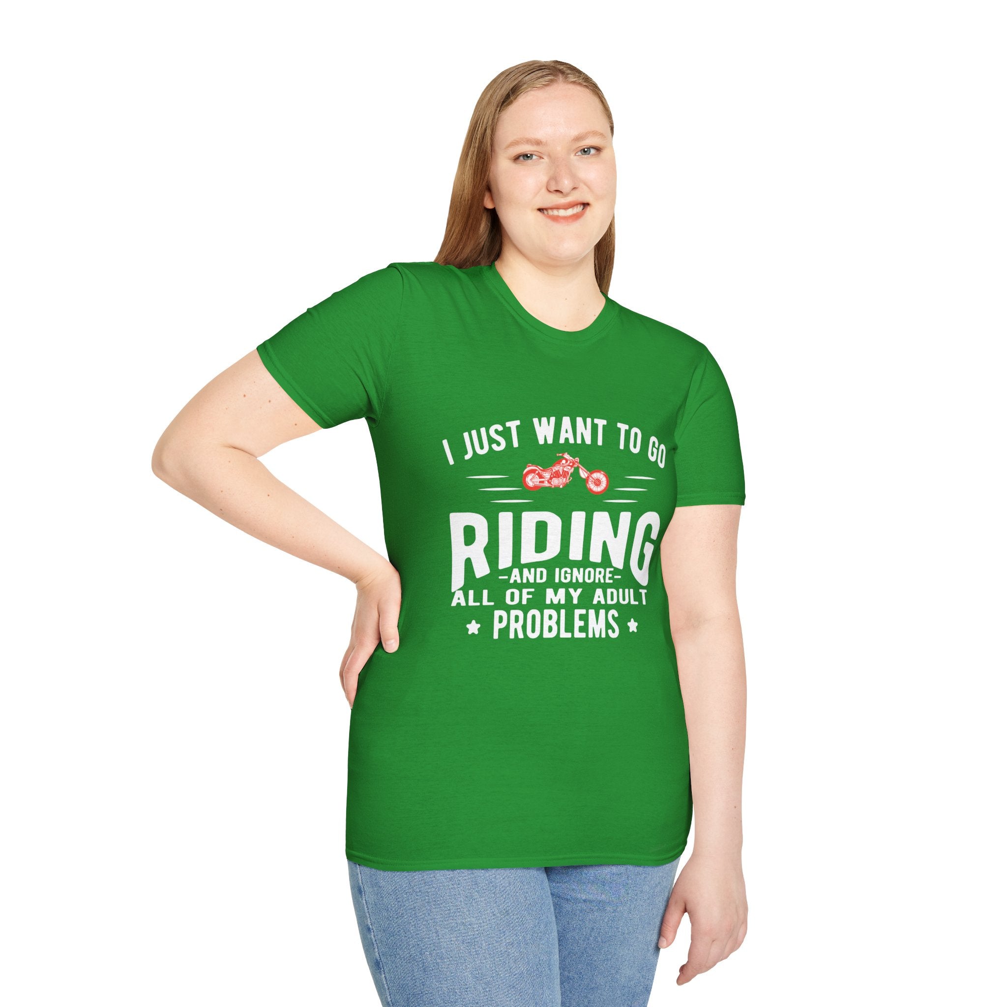 Funny Riding T-Shirt for Adults, Unisex Graphic Tee, Casual Wear, Gift for Riders, Adulting Humor Shirt