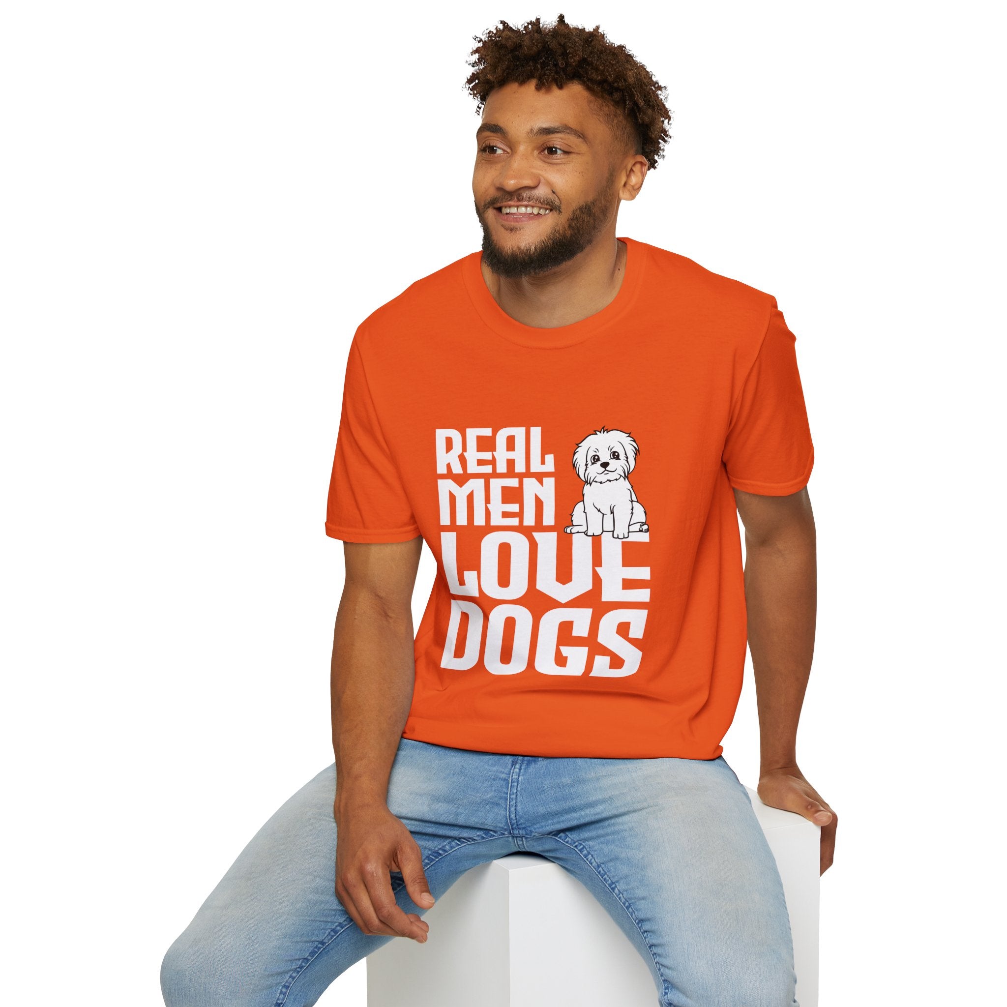 Unisex Dog Lover T-Shirt, Real Men Love Dogs Tee, Pet Owner Apparel, Gift for Dog Dads, Perfect for Birthdays