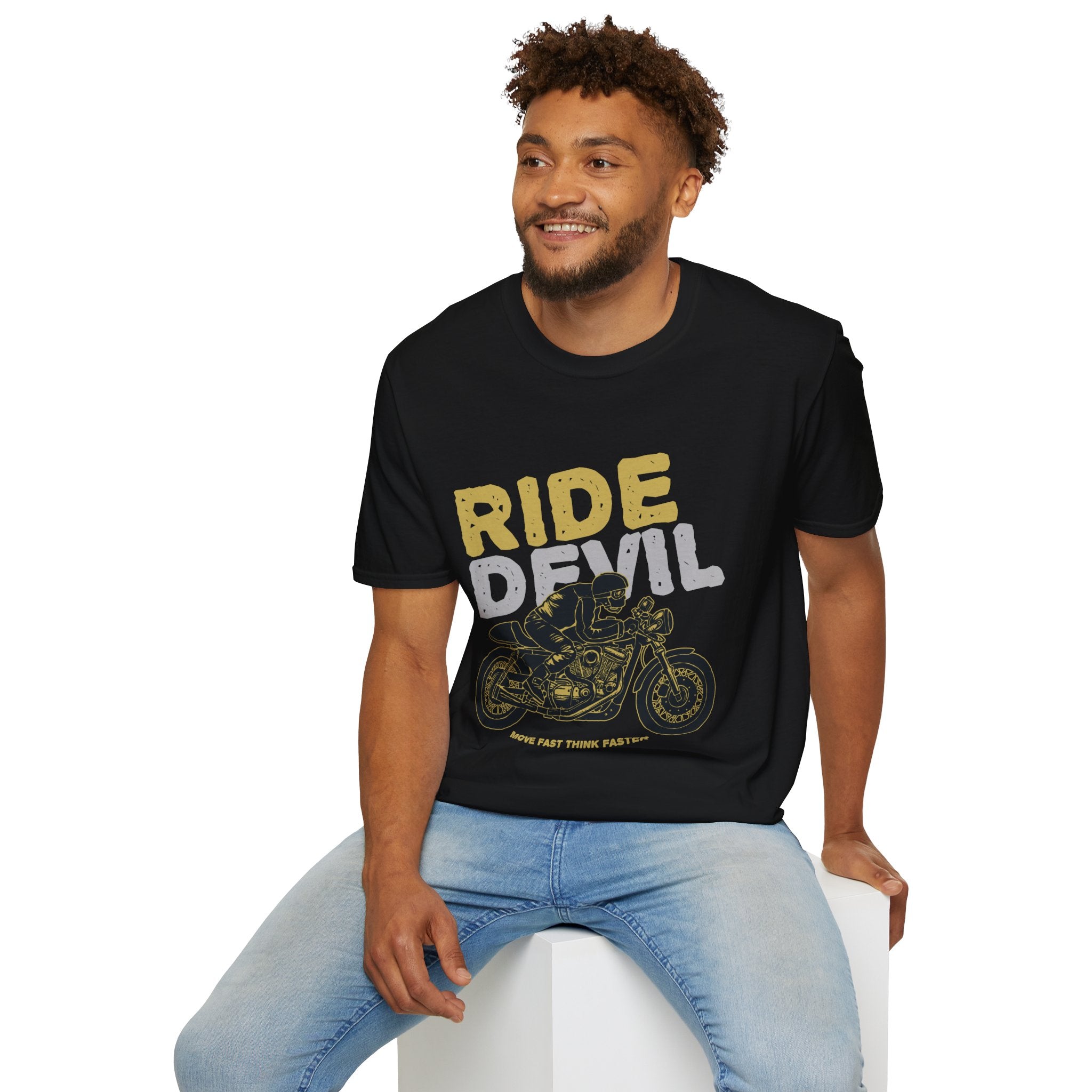 Unisex Softstyle T-Shirt with 'Ride Devil' Graphic - Perfect for Bikers, Gift for Motorcycle Lovers, Casual Wear, Event Merchandise, [...]