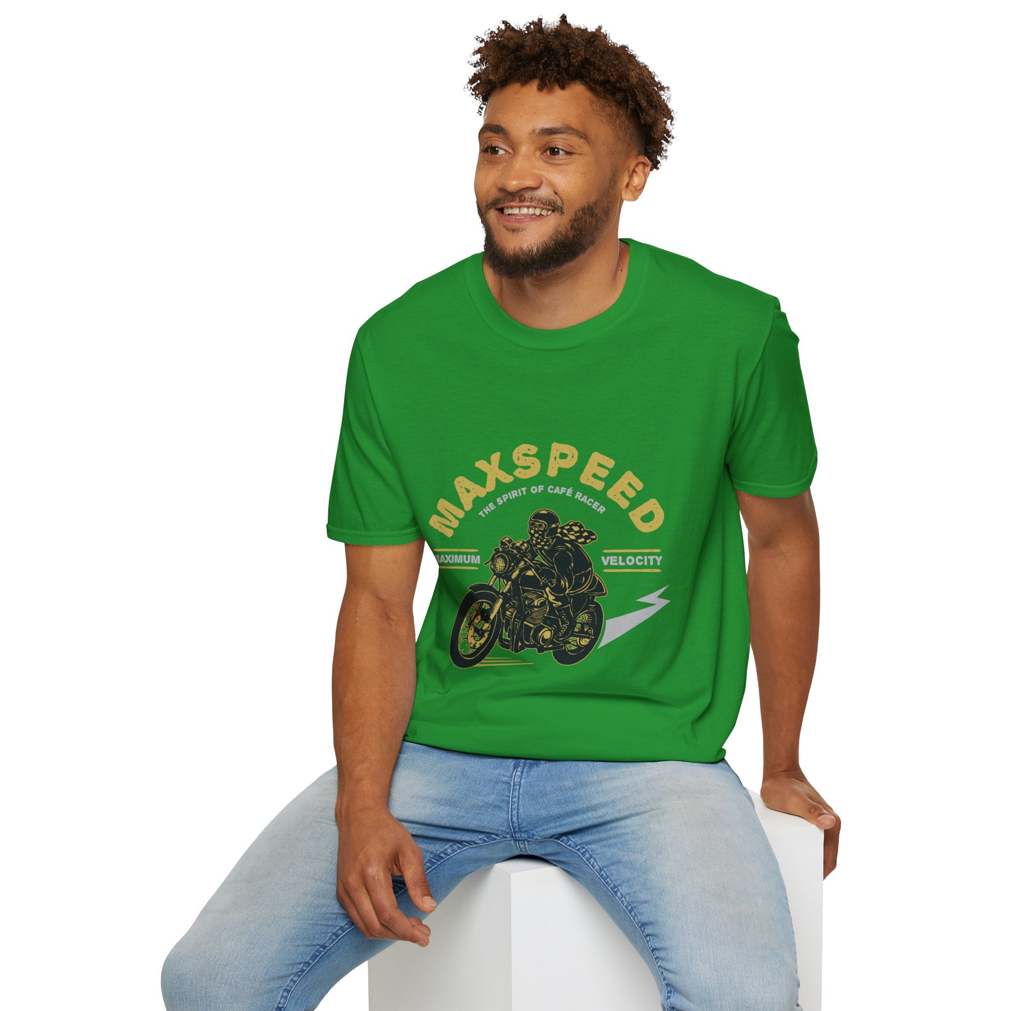 Maxspeed Motorcycle Unisex Softstyle T-Shirt, Biker Tee, Gift for Him, Casual Wear, Custom Graphic Shirt, Motorcycle Enthusiast Apparel