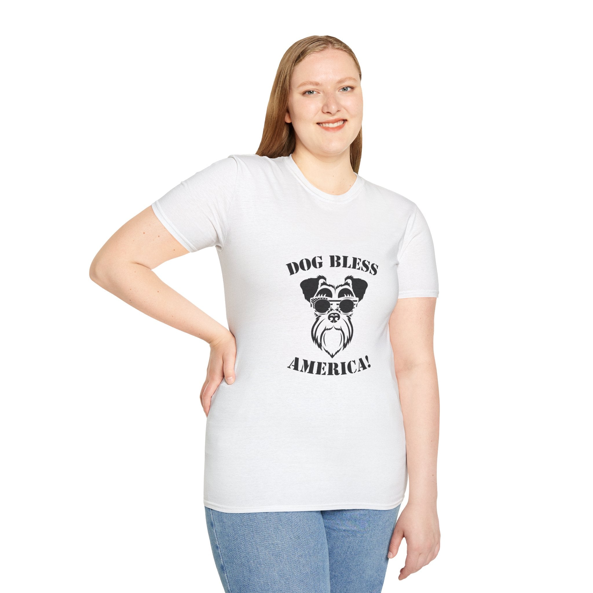 Dog Bless America T-Shirt, Unisex Tee, Dog Lover Gift, Independence Day Apparel, Pet Enthusiast Shirt, Cute Animal T-Shirt