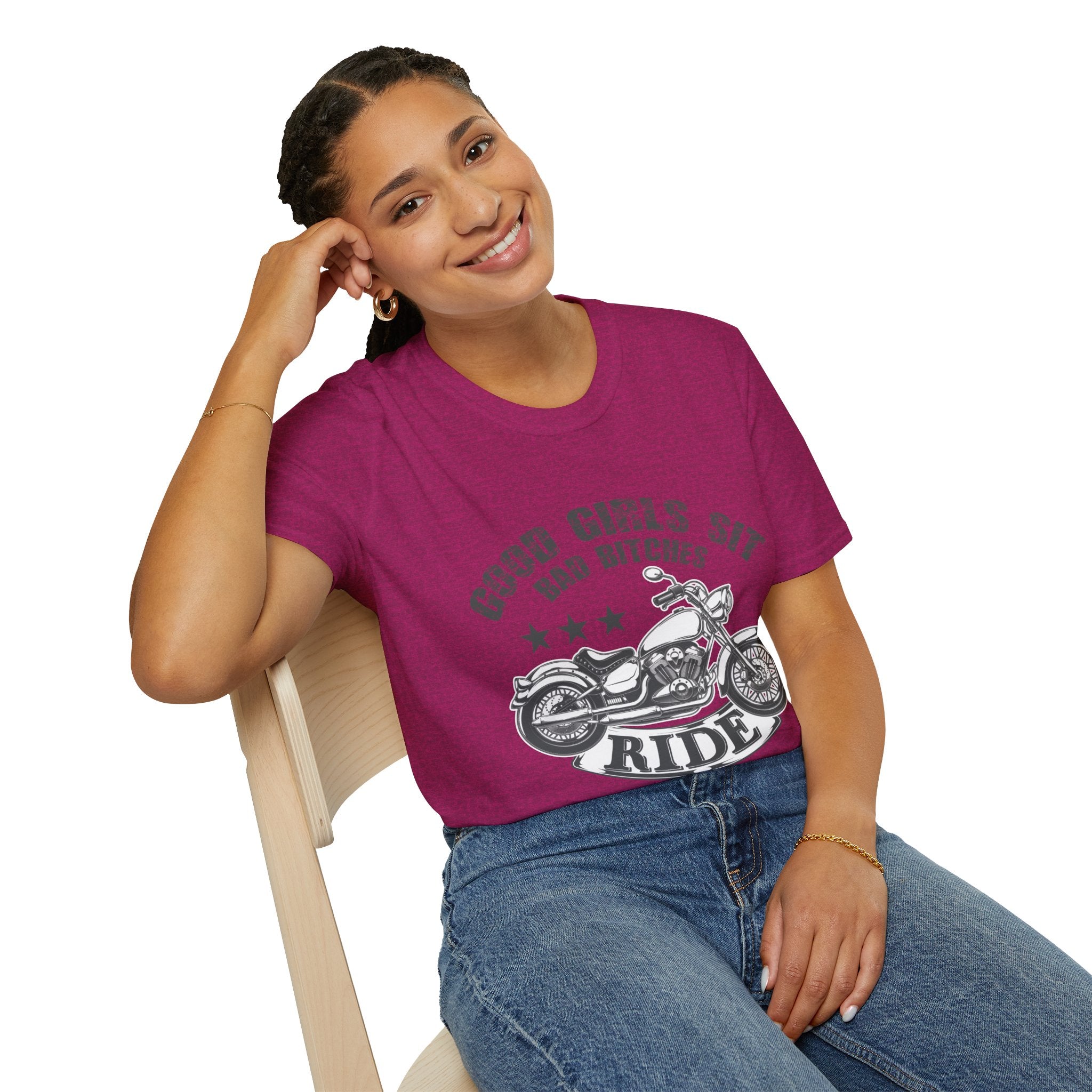 Good Girls Sit Bad Bitches Ride Unisex T-Shirt, Biker Tee, Gift for Motorcycle Lovers, Casual Wear, Birthday Gift