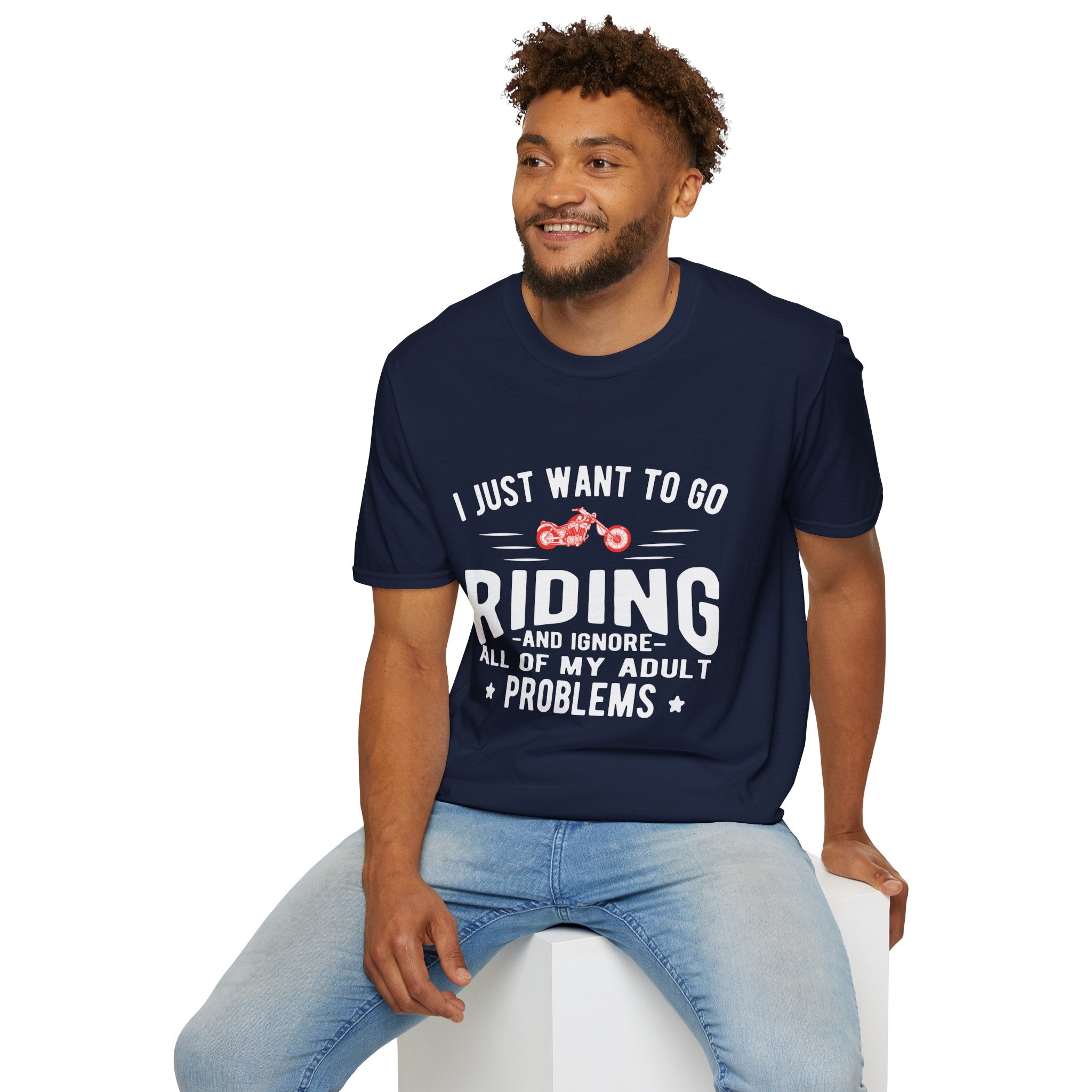 Funny Riding T-Shirt for Adults, Unisex Graphic Tee, Casual Wear, Gift for Riders, Adulting Humor Shirt