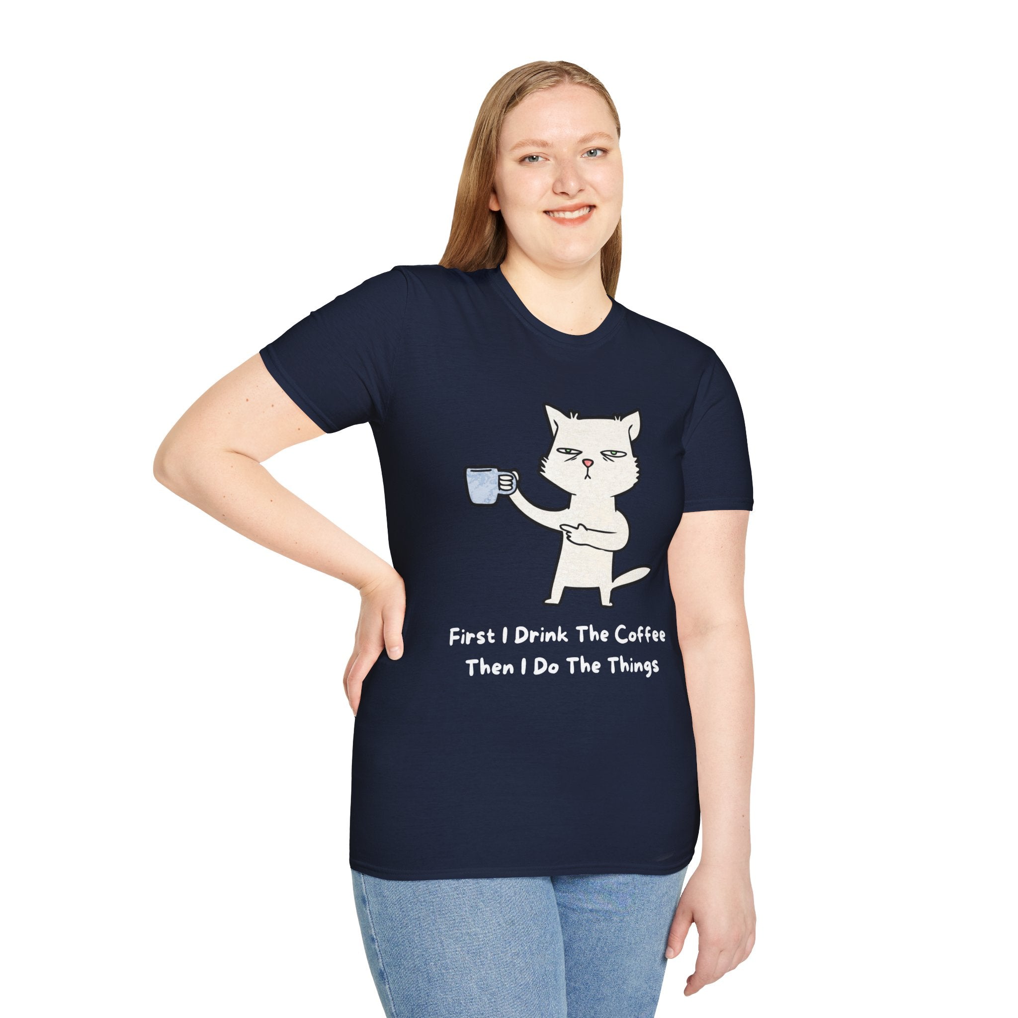 Coffee Cat Unisex T-Shirt, Funny Cat Tee