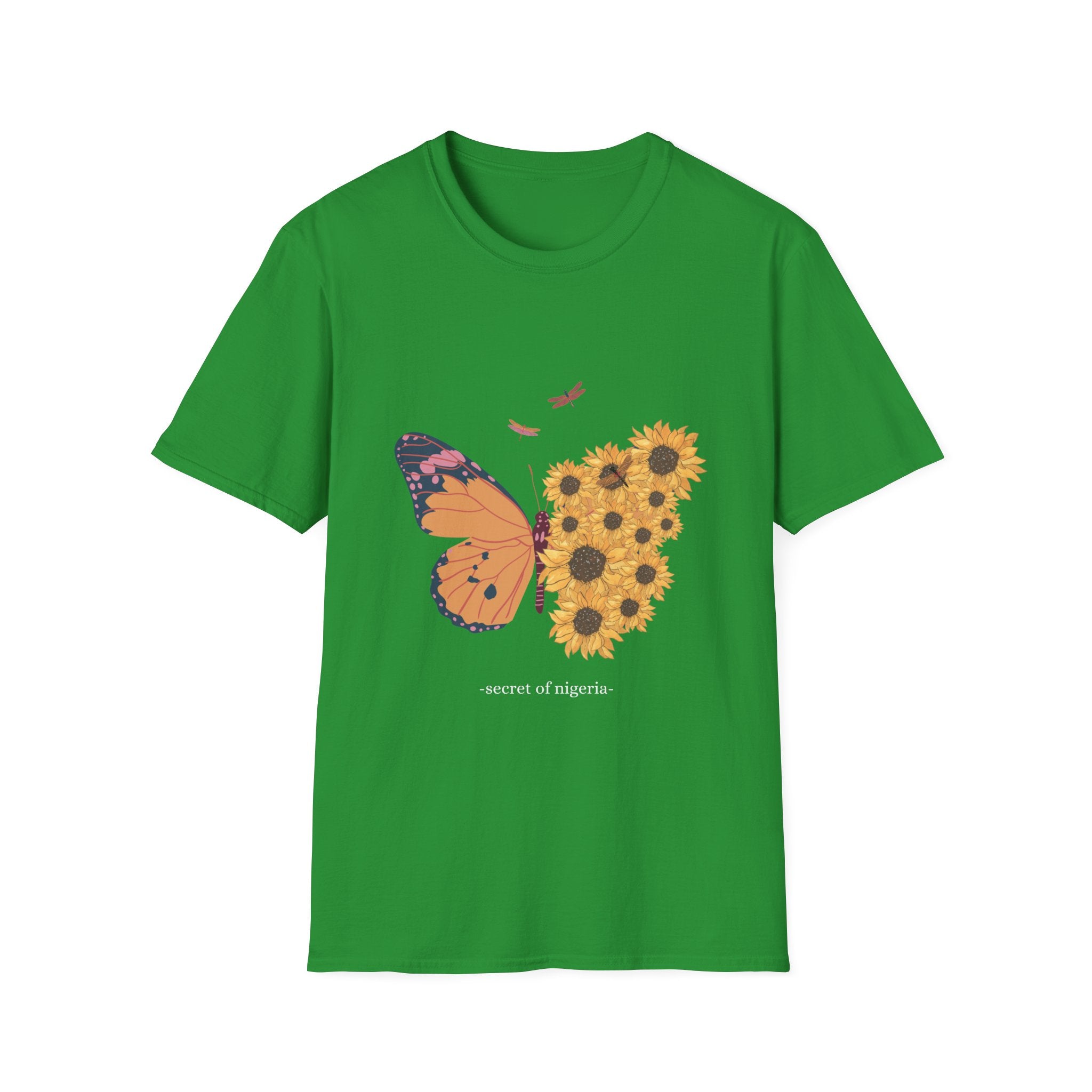 Butterfly and Sunflower Unisex Softstyle T-Shirt, Nature Lovers