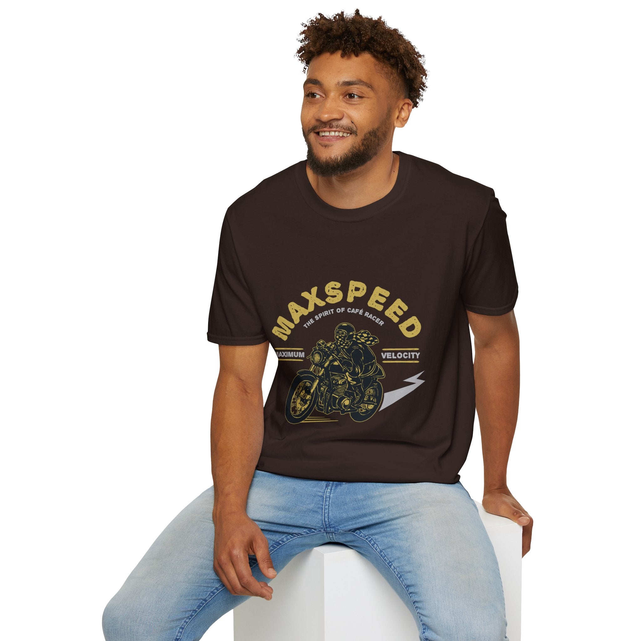 Maxspeed Motorcycle Unisex Softstyle T-Shirt, Biker Tee, Gift for Him, Casual Wear, Custom Graphic Shirt, Motorcycle Enthusiast Apparel