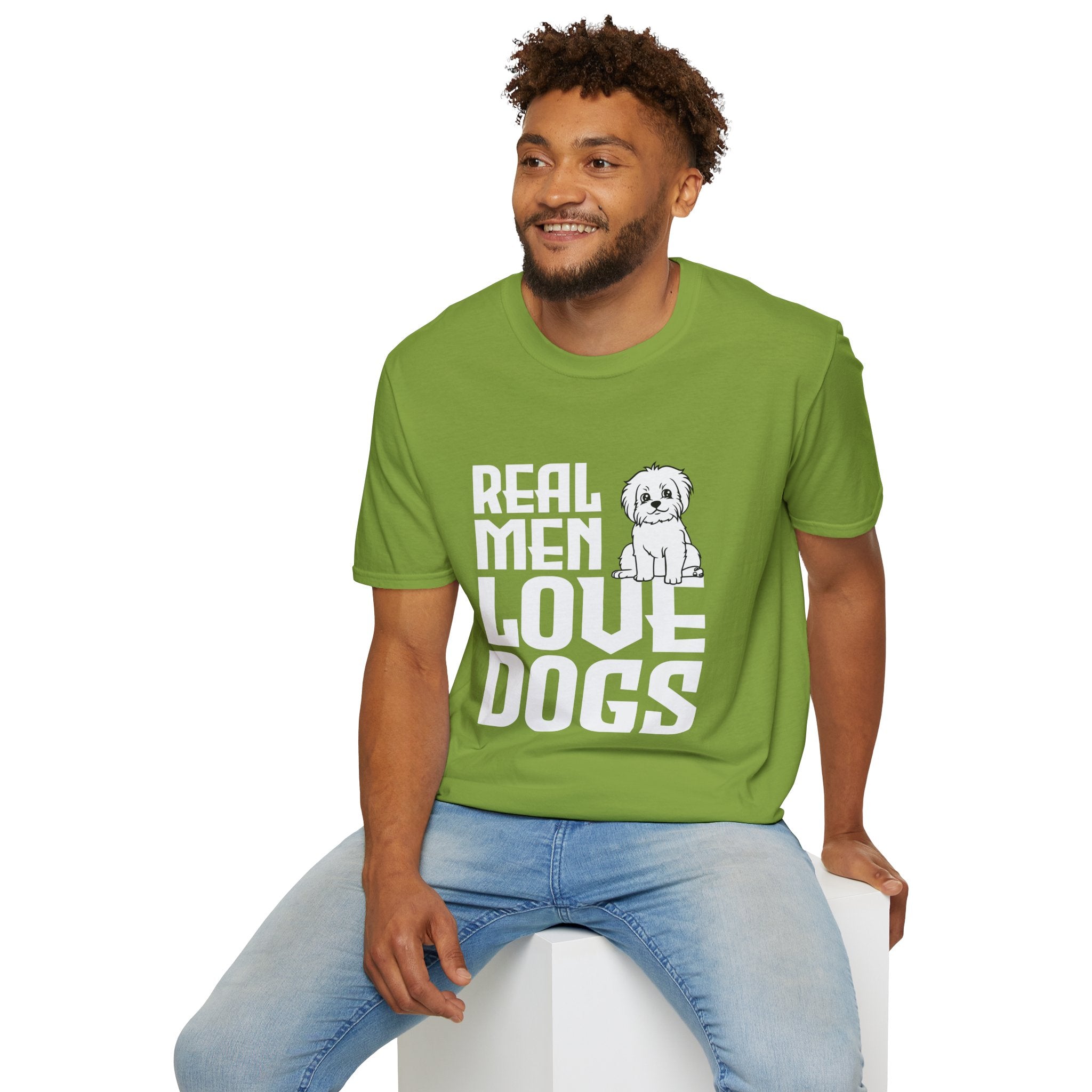 Unisex Dog Lover T-Shirt, Real Men Love Dogs Tee, Pet Owner Apparel, Gift for Dog Dads, Perfect for Birthdays