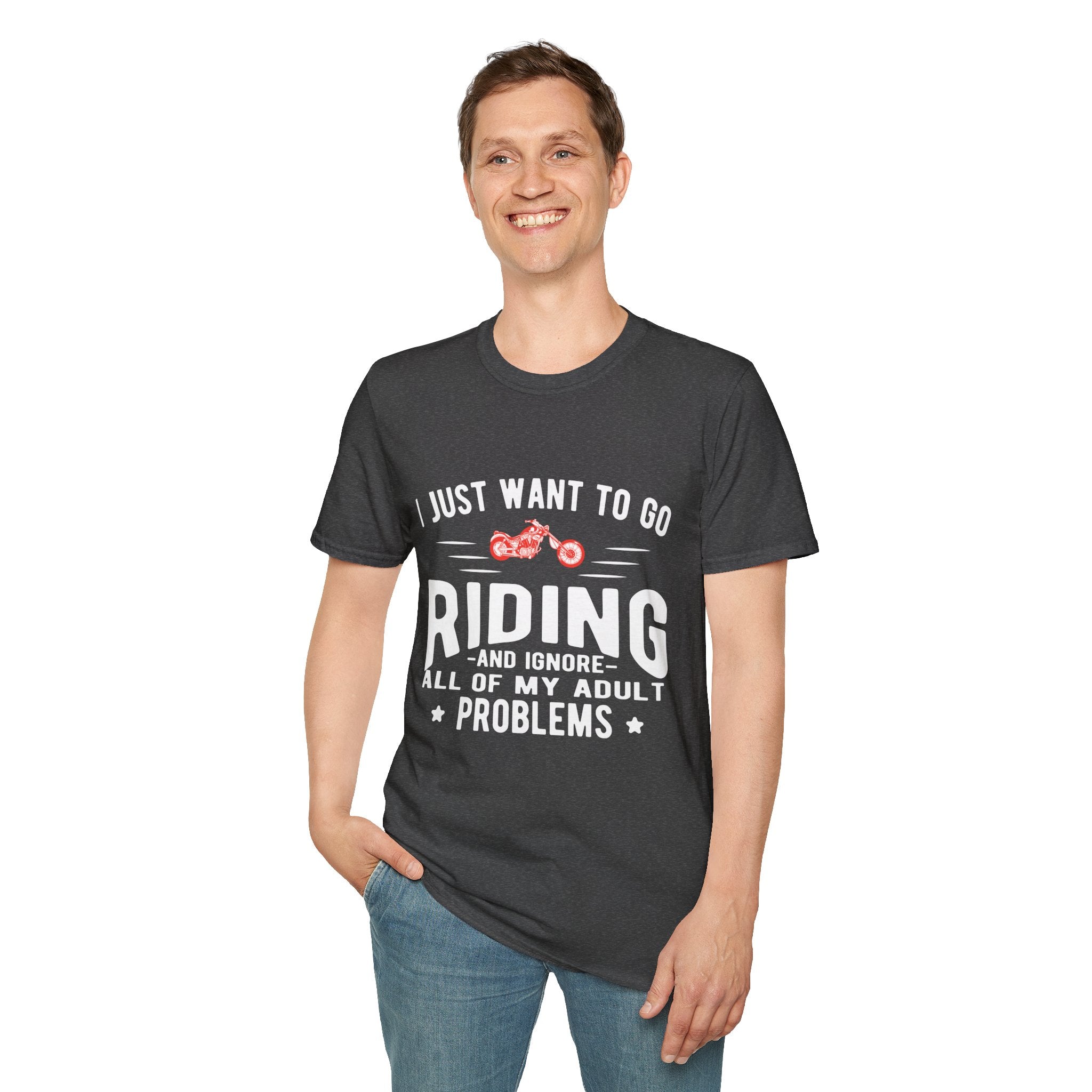 Funny Riding T-Shirt for Adults, Unisex Graphic Tee, Casual Wear, Gift for Riders, Adulting Humor Shirt