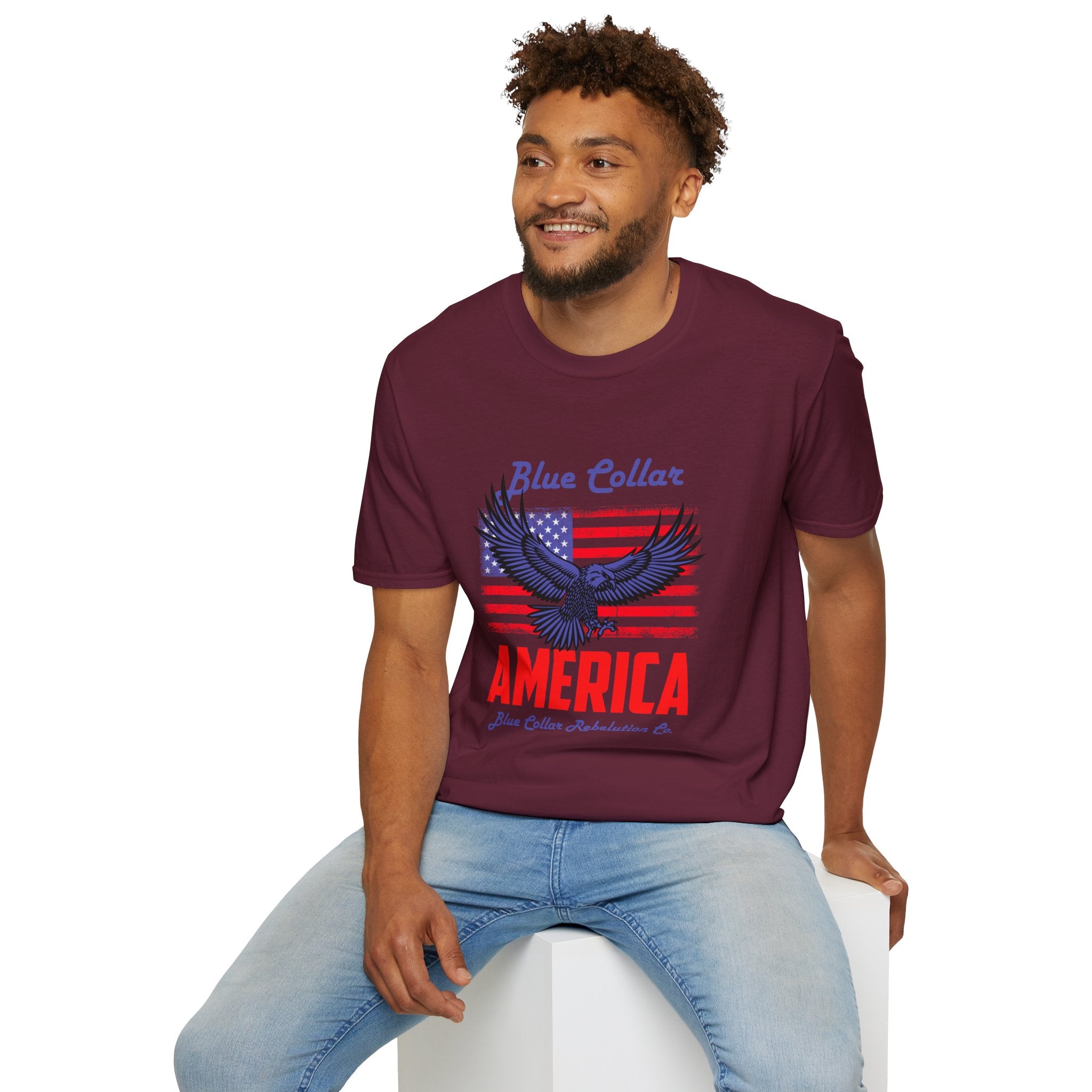 Patriotic Eagle T-Shirt, Blue Collar Pride Shirt, USA Independence Day Tee, Vintage American Apparel, Unisex Graphic Tee