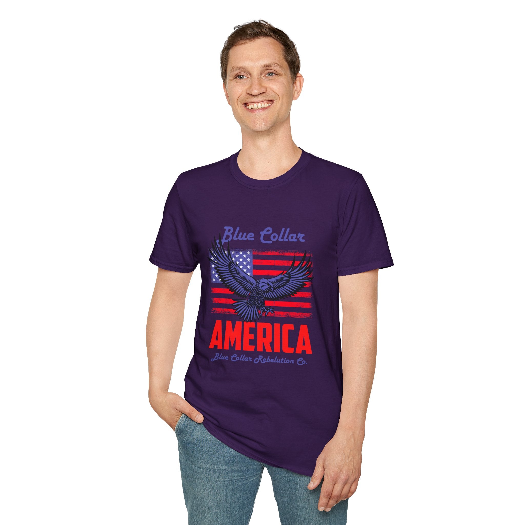 Patriotic Eagle T-Shirt, Blue Collar Pride Shirt, USA Independence Day Tee, Vintage American Apparel, Unisex Graphic Tee