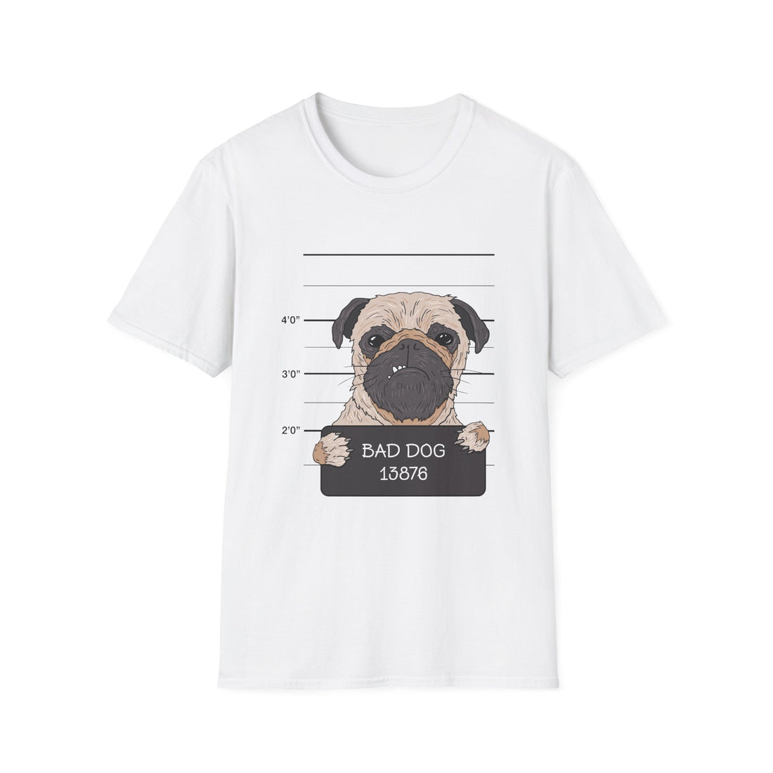 Bad Dog Pug Unisex Softstyle T-Shirt, Funny Dog Lover Tee, Pet Owner Gift, Casual Wear, Dog-Themed Apparel, Pet Humor Shirt
