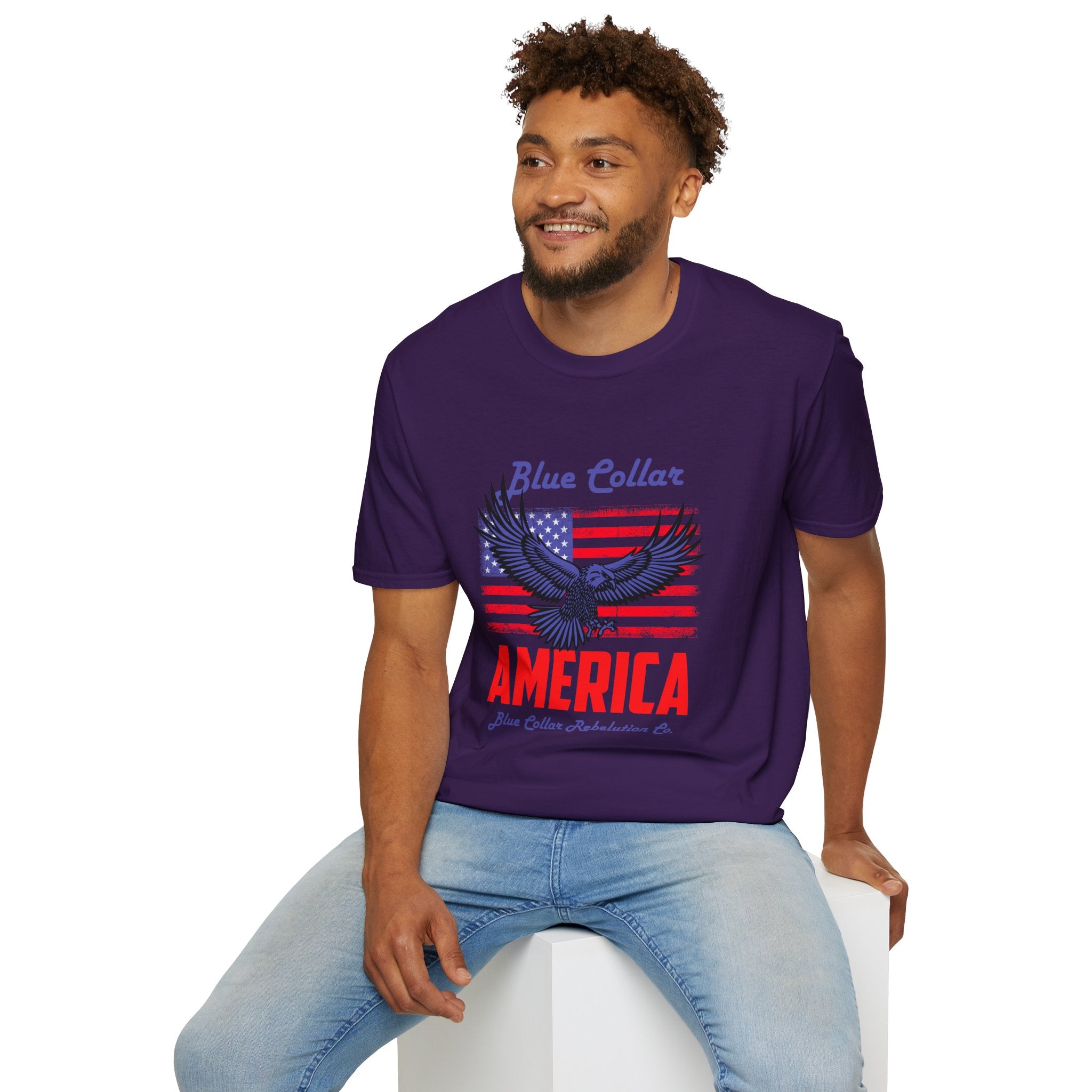 Patriotic Eagle T-Shirt, Blue Collar Pride Shirt, USA Independence Day Tee, Vintage American Apparel, Unisex Graphic Tee