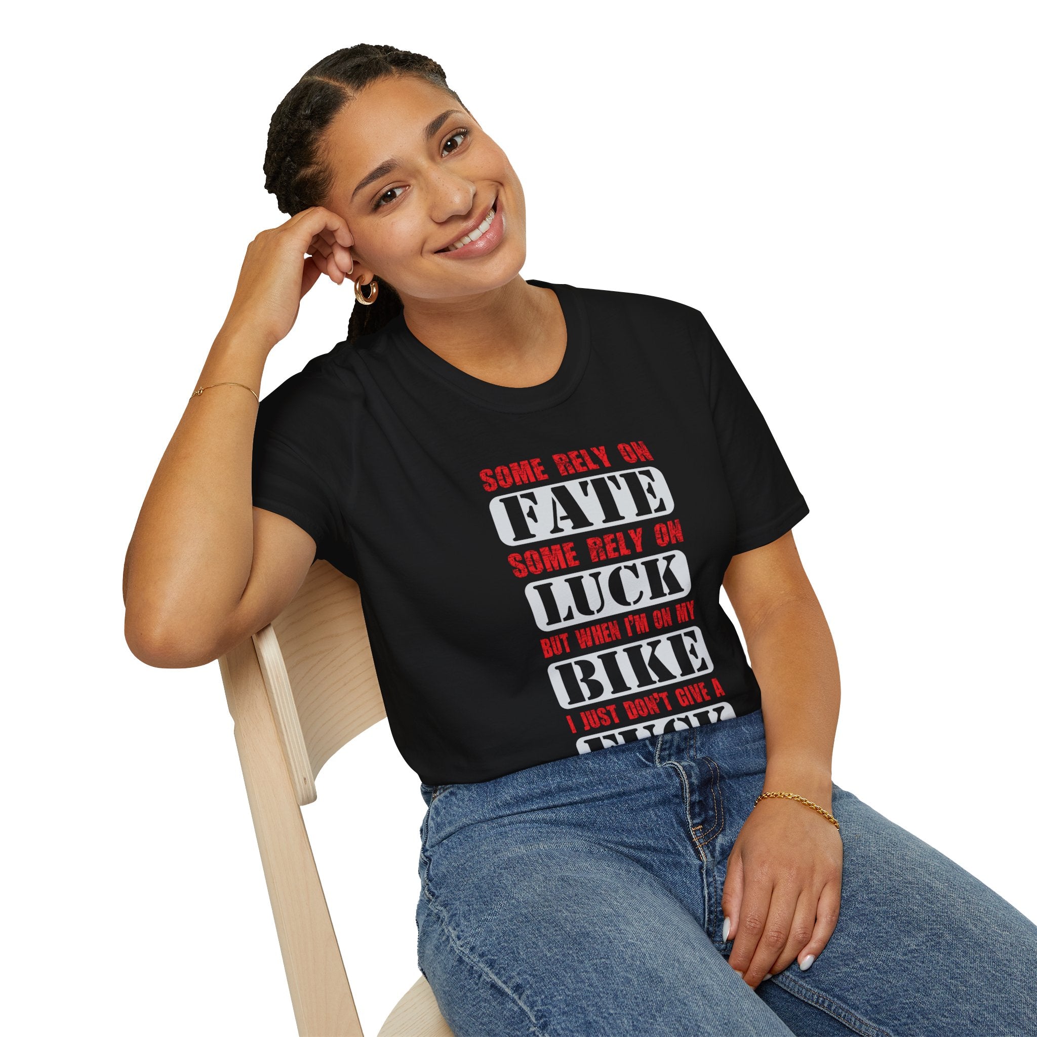 Rebellious Unisex T-Shirt - Fate, Luck, Bike, Adventure Shirt, Perfect for Bikers, Casual Wear, Gifts for Friends, Unique Graphic Tee