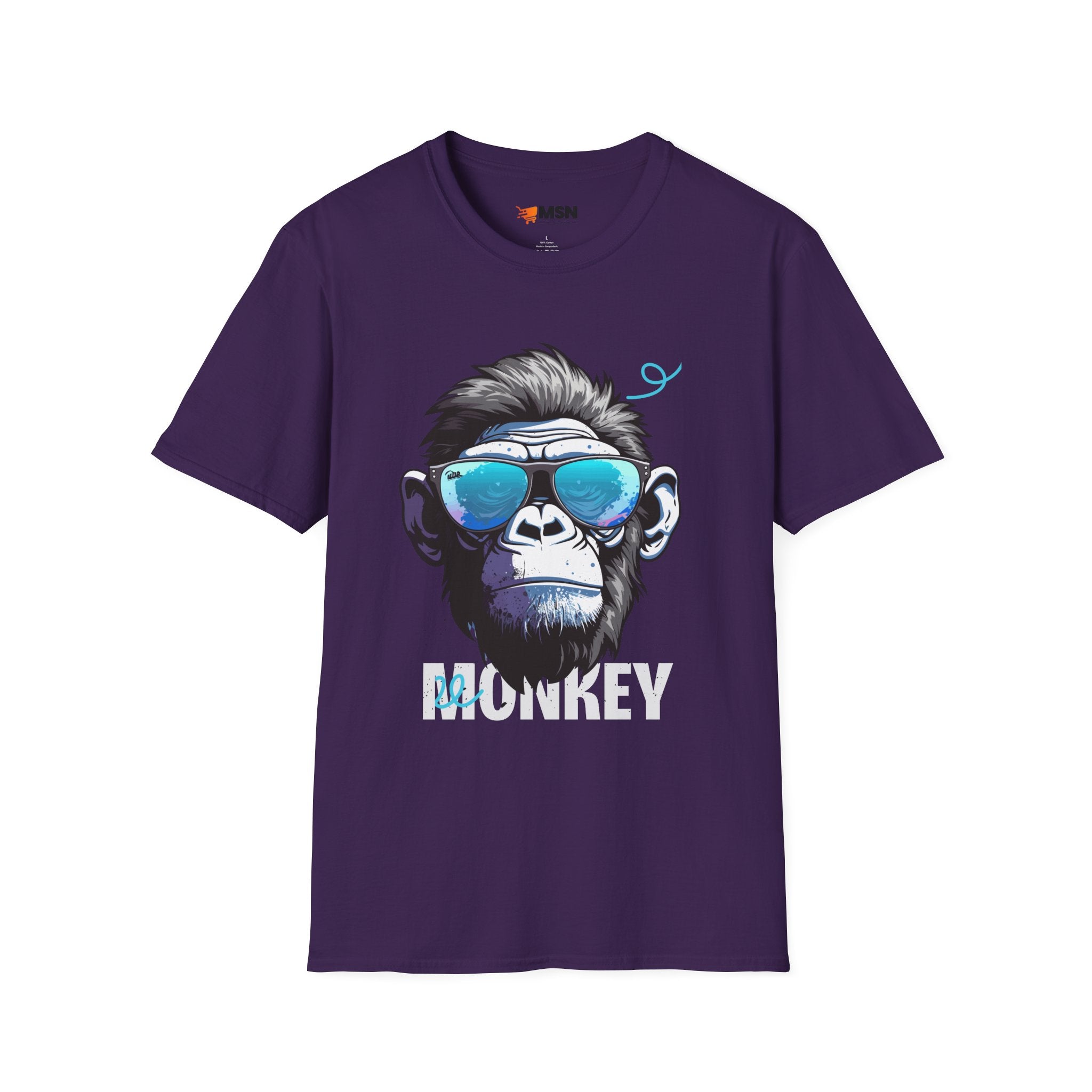 Cool Monkey Graphic Tee, Fun Unisex Softstyle T-Shirt, Animal Lover Gift