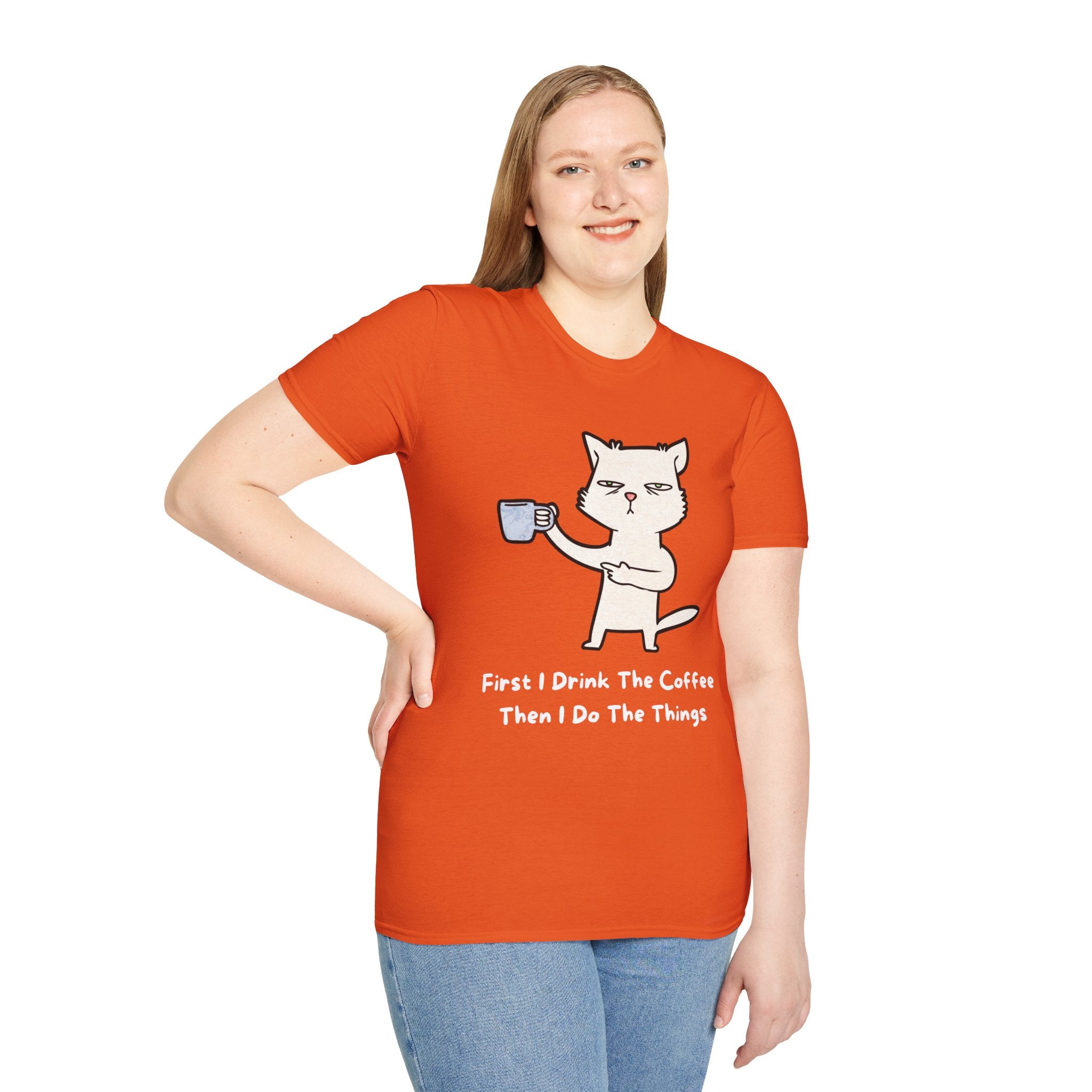 Coffee Cat Unisex T-Shirt, Funny Cat Tee