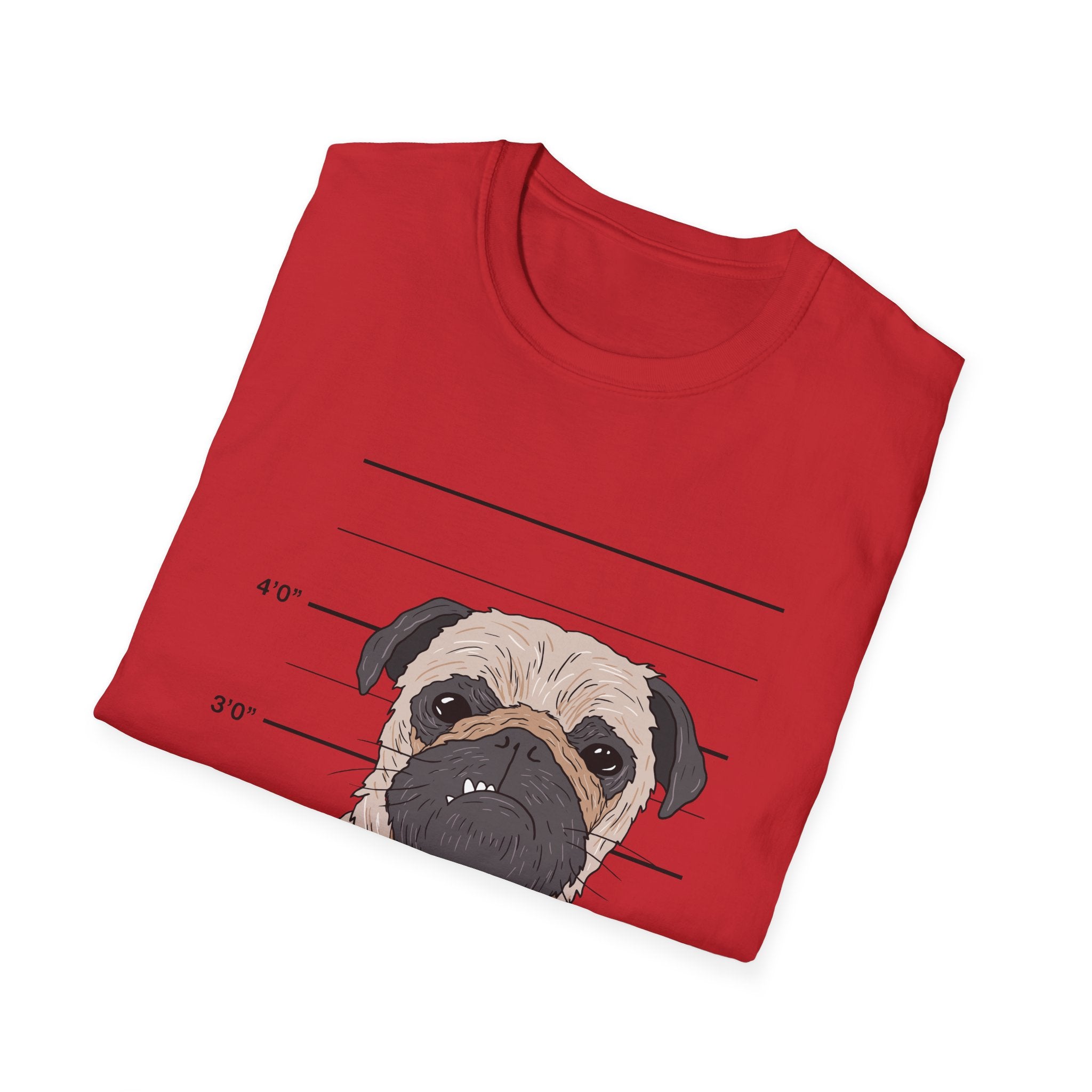 Bad Dog Pug Unisex Softstyle T-Shirt, Funny Dog Lover Tee, Pet Owner Gift, Casual Wear, Dog-Themed Apparel, Pet Humor Shirt