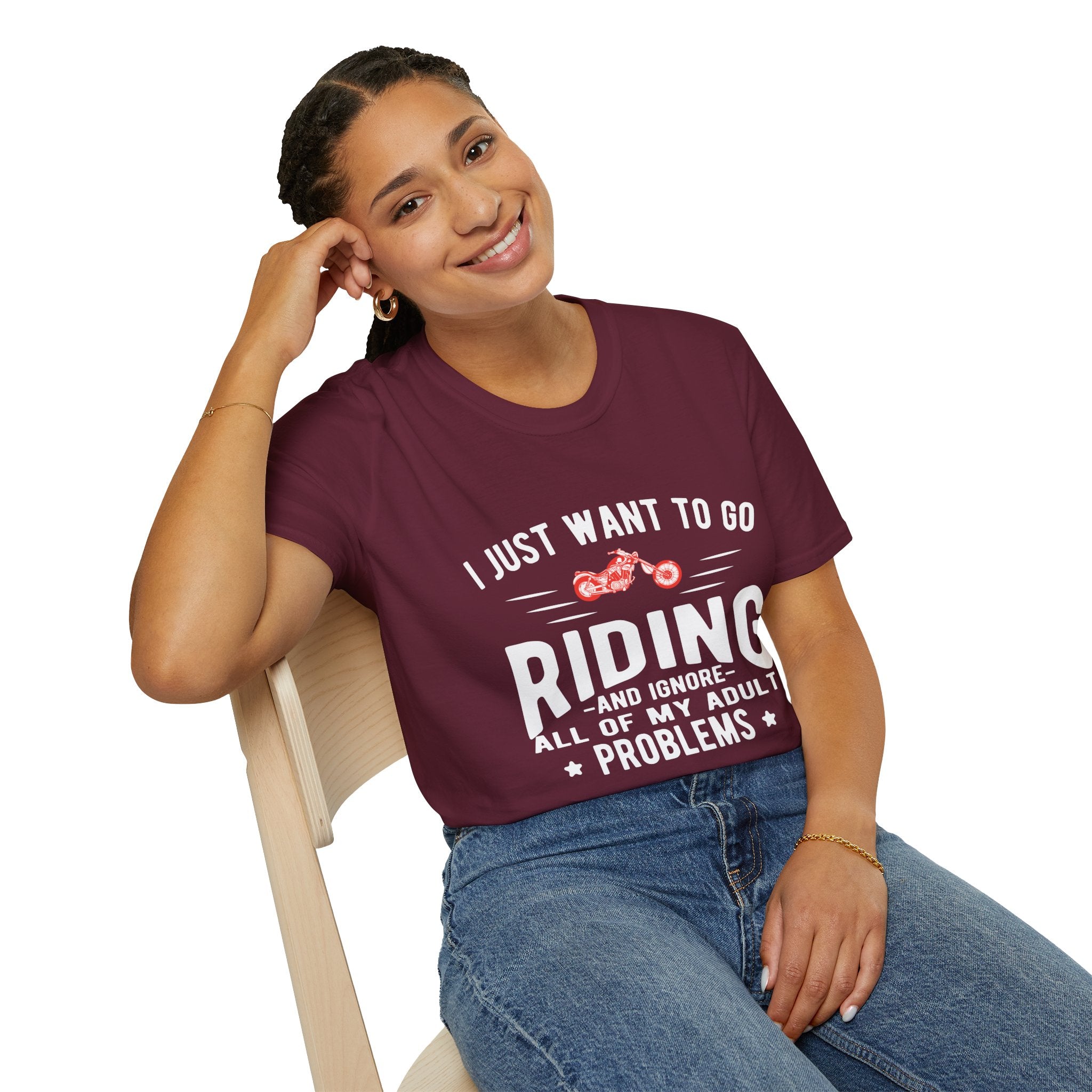 Funny Riding T-Shirt for Adults, Unisex Graphic Tee, Casual Wear, Gift for Riders, Adulting Humor Shirt