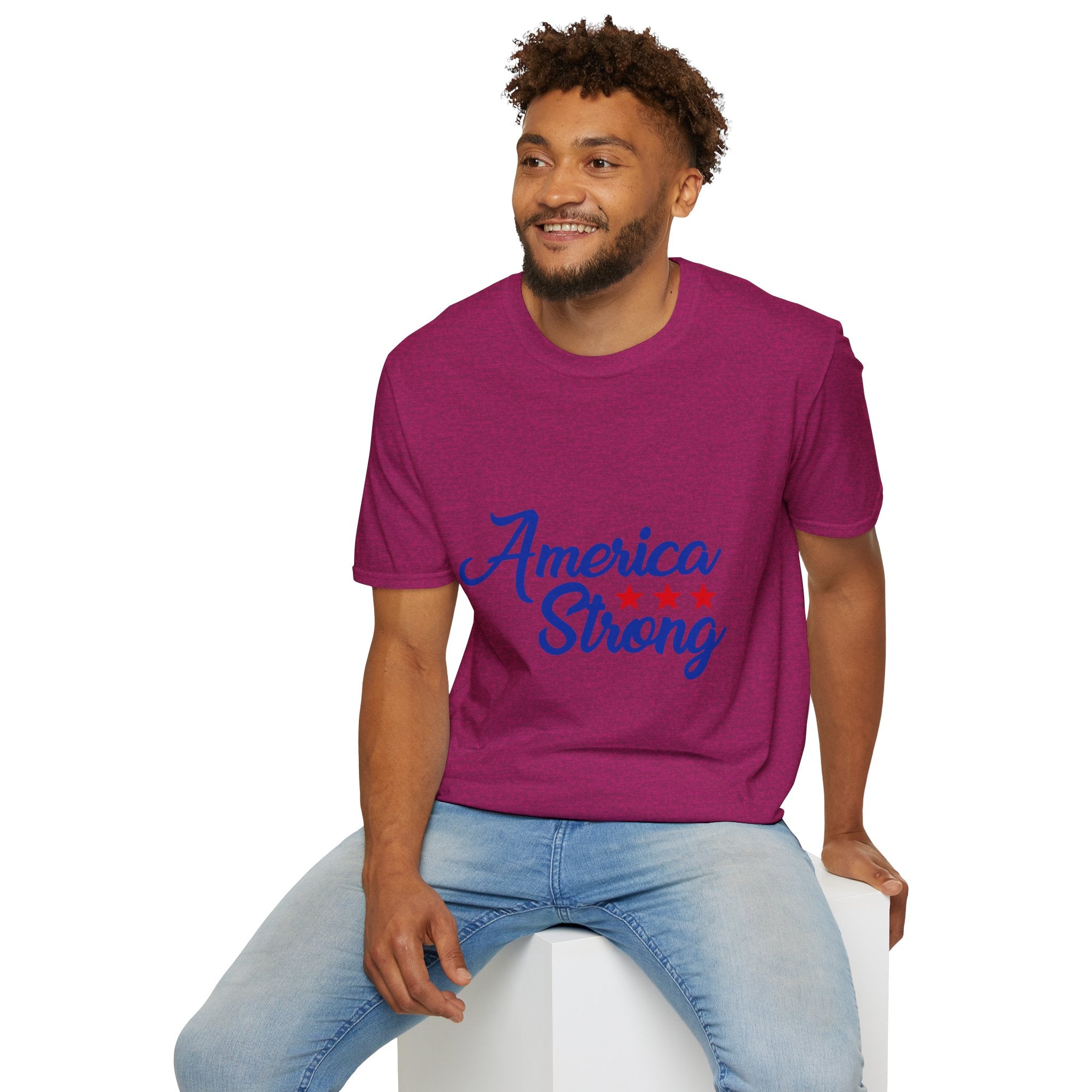 Unisex Softstyle T-Shirt - America Strong, Patriotic Tee, Casual Wear, Independence Day Outfit, Gift for Veterans, Summer Style